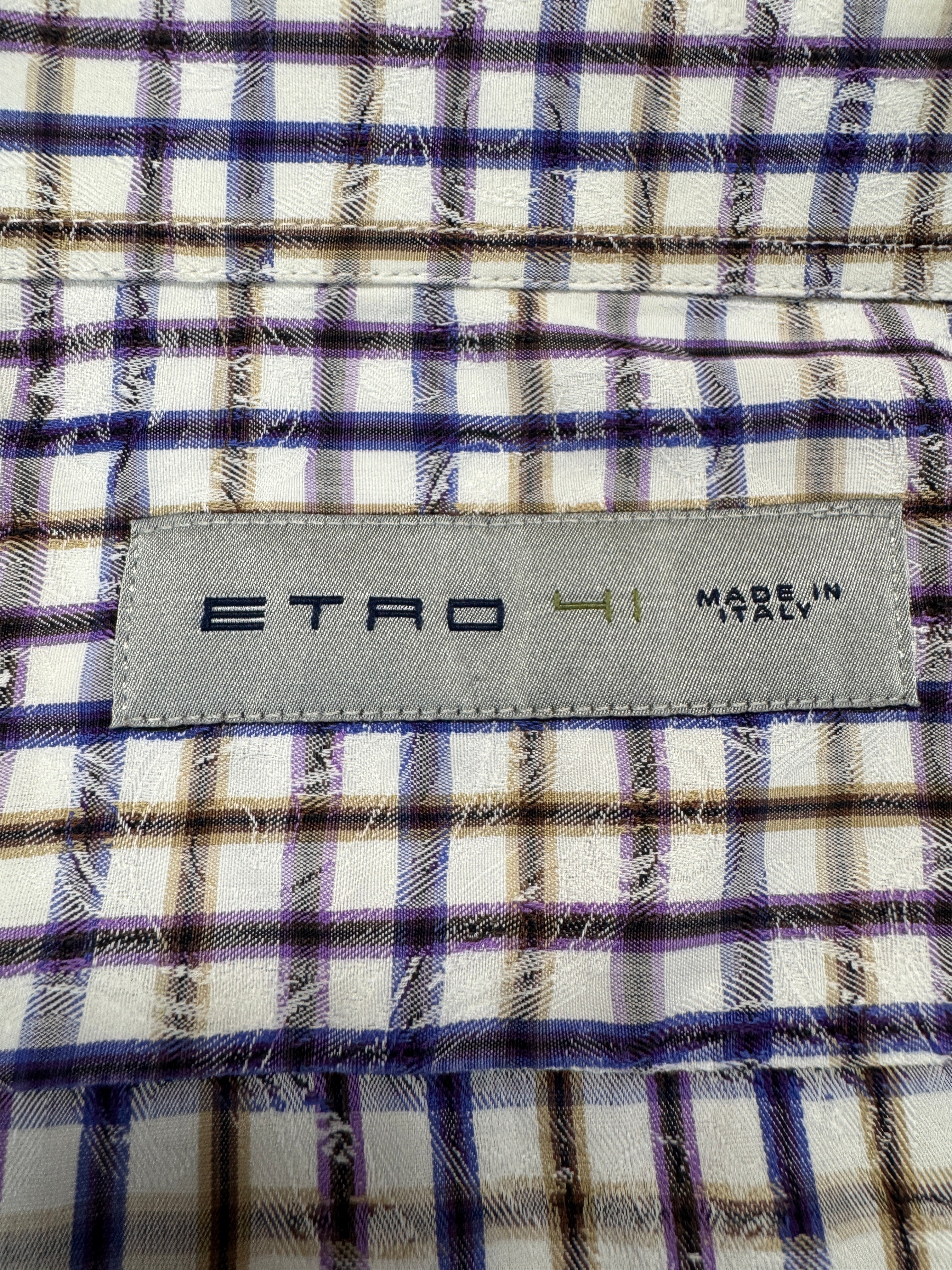00s Etro Uomo Karohemd Paisley Jacquard Made in Italy