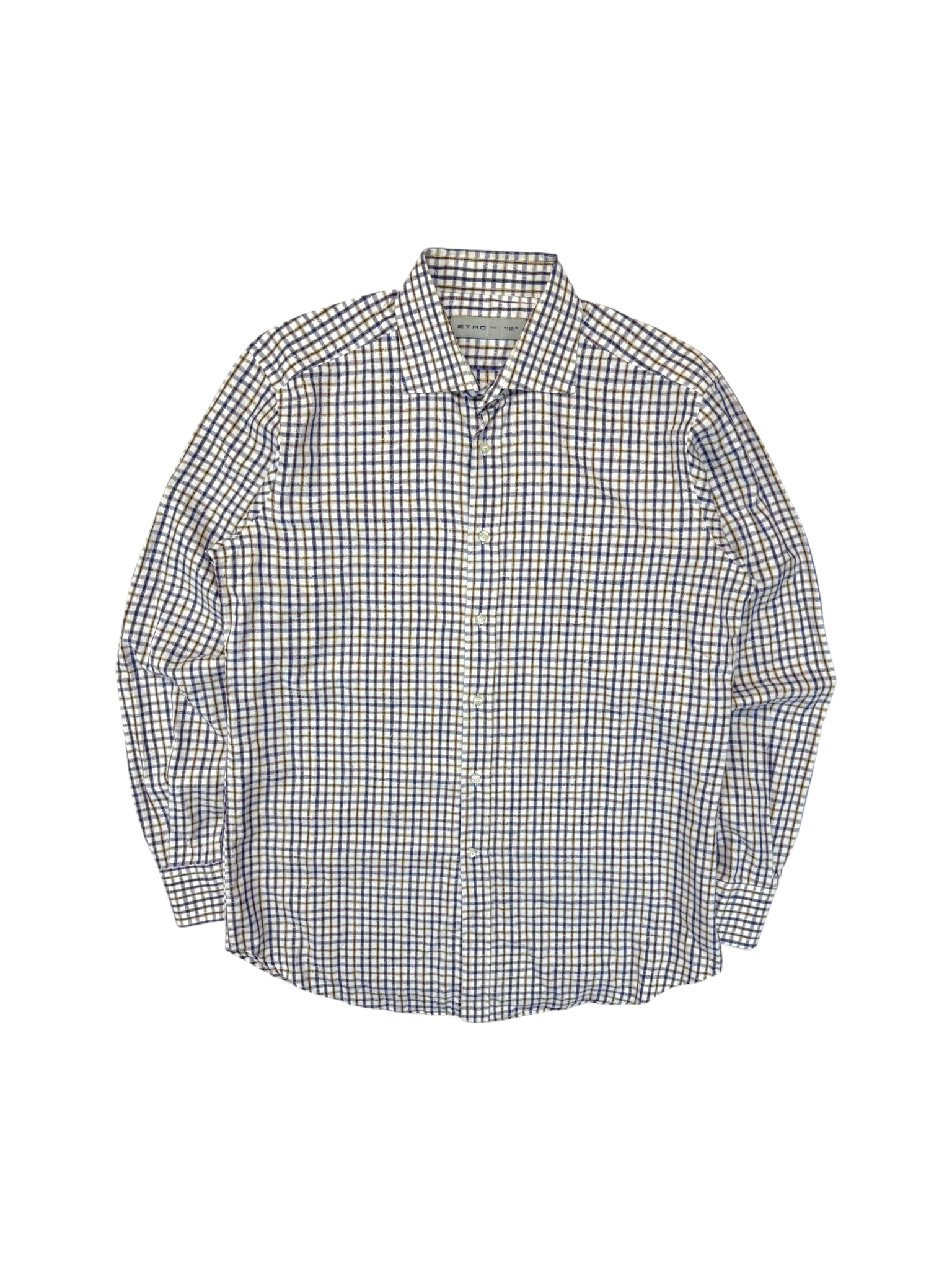 00s Etro Uomo Karohemd Paisley Jacquard Made in Italy