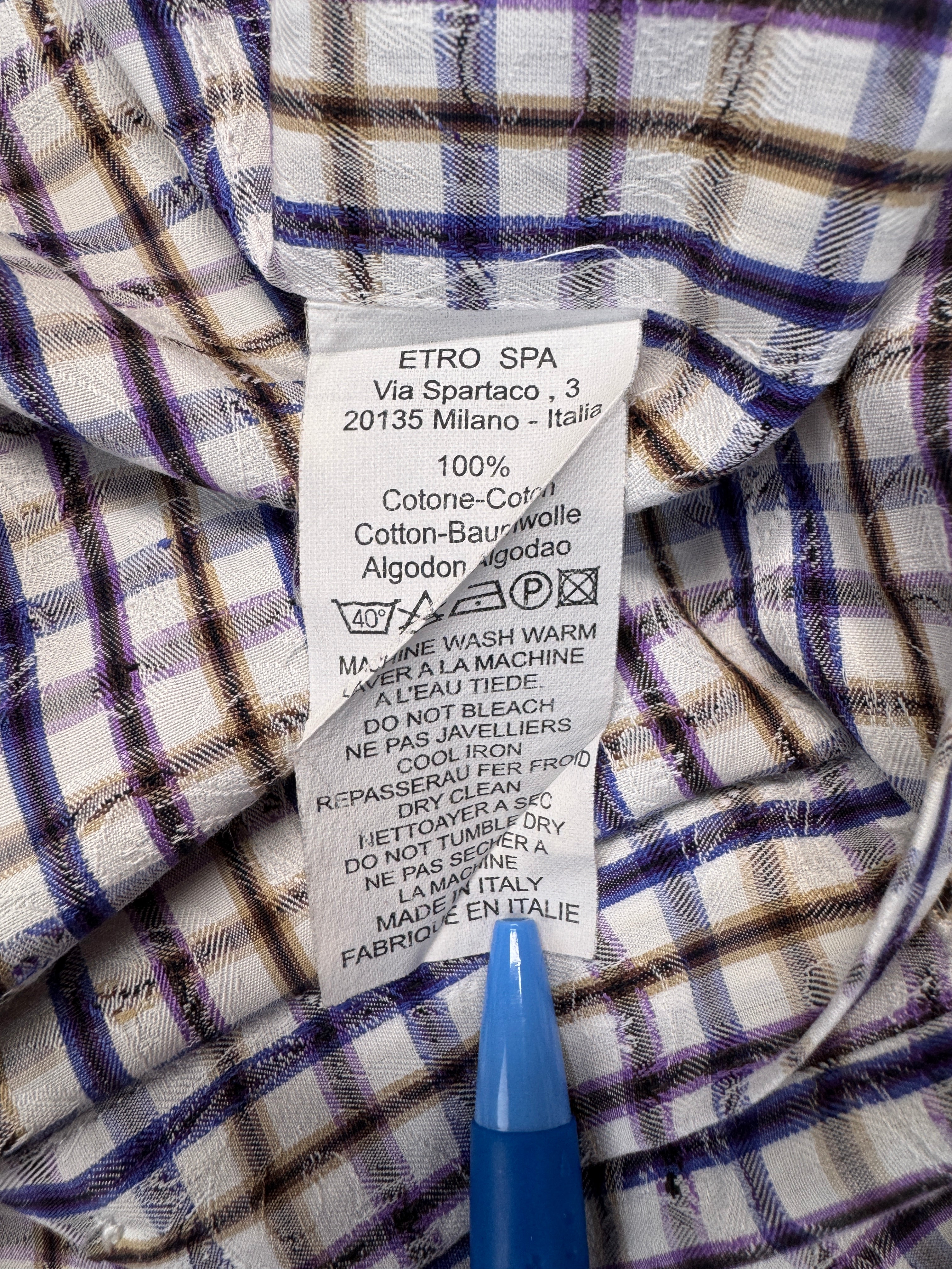 00s Etro Uomo Karohemd Paisley Jacquard Made in Italy