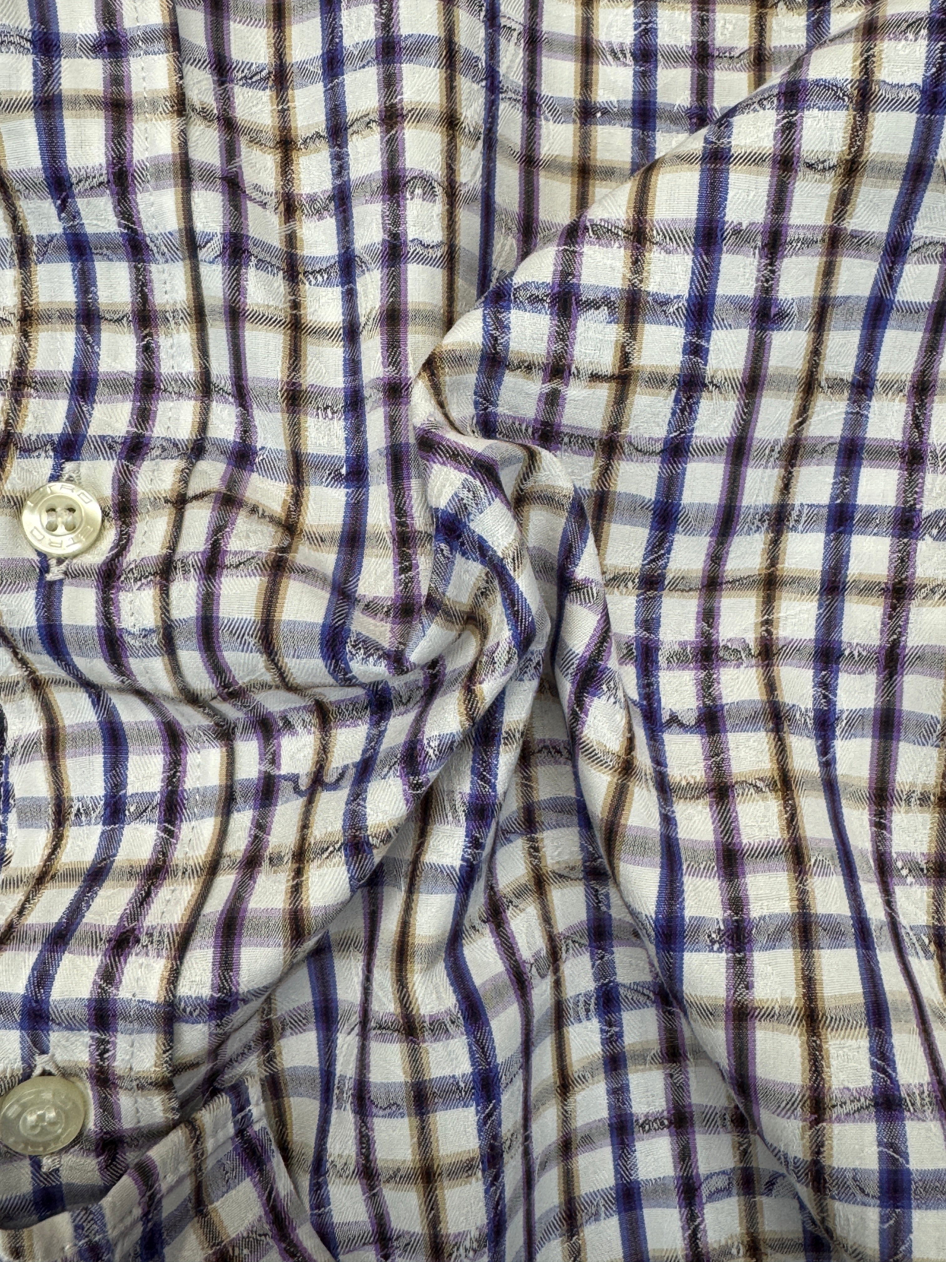 00s Etro Uomo Karohemd Paisley Jacquard Made in Italy