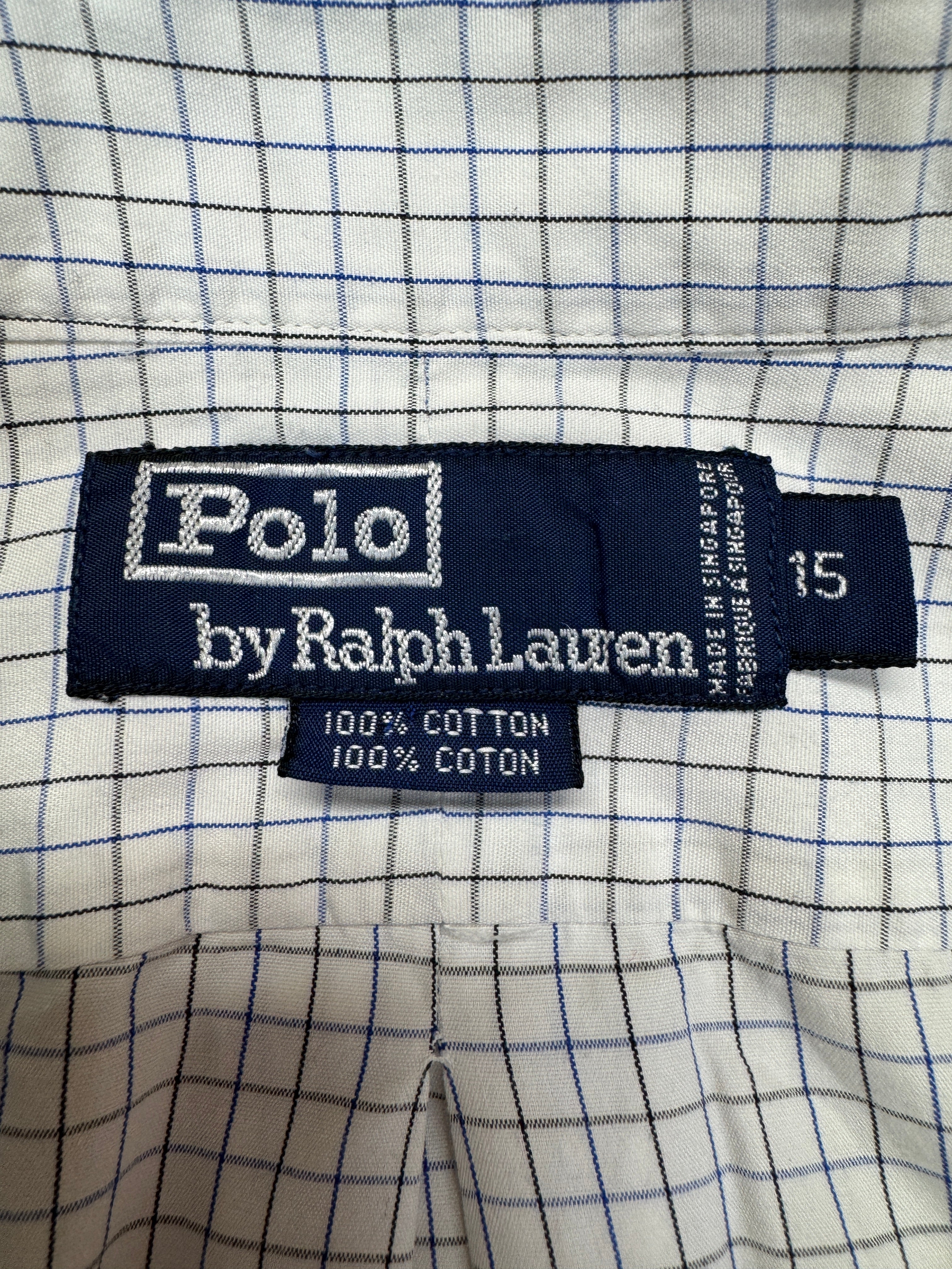 90s Ralph Lauren Hemd Made In Singapore Kariert Weiß
