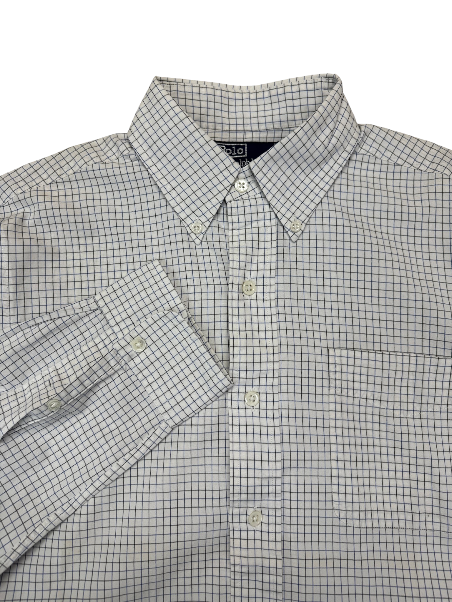 90s Ralph Lauren Hemd Made In Singapore Kariert Weiß