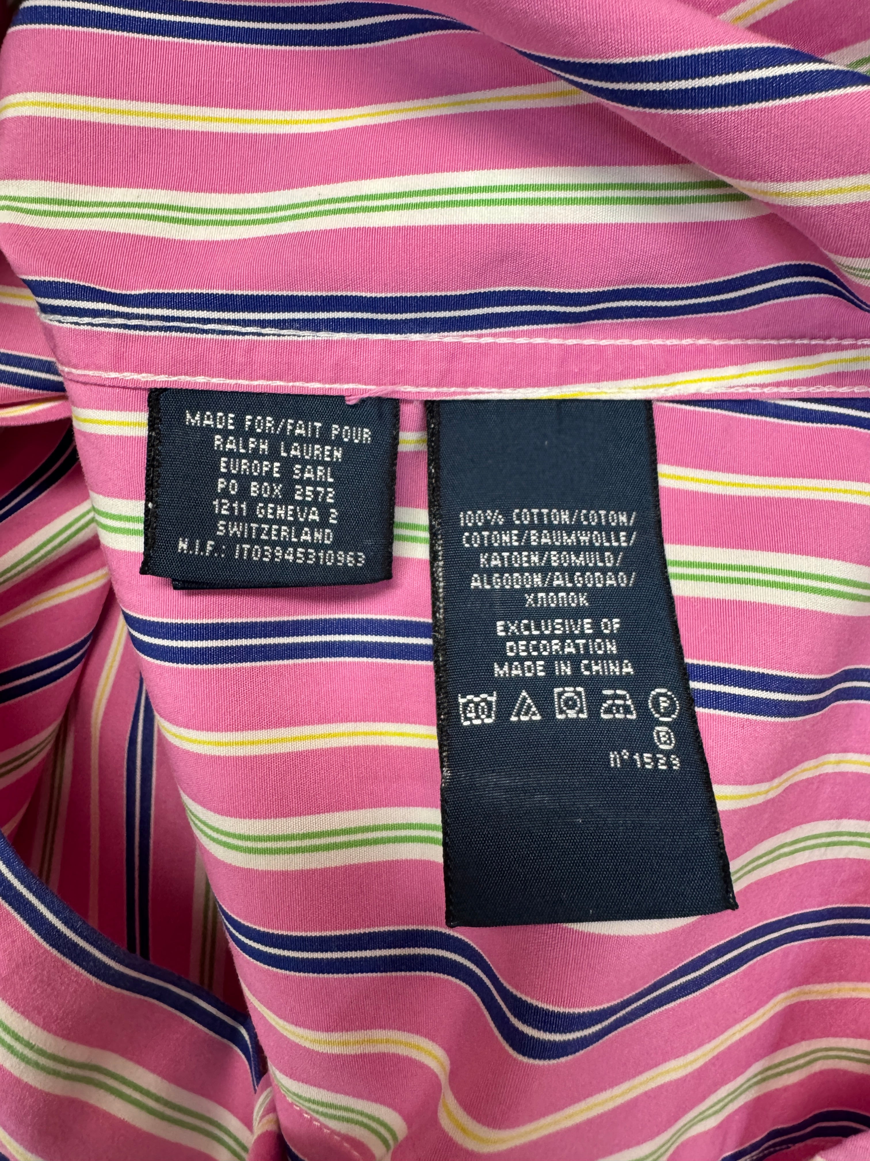 00s Ralph Lauren Damen Hemd Slim Fit Gestreift Rosa Blau