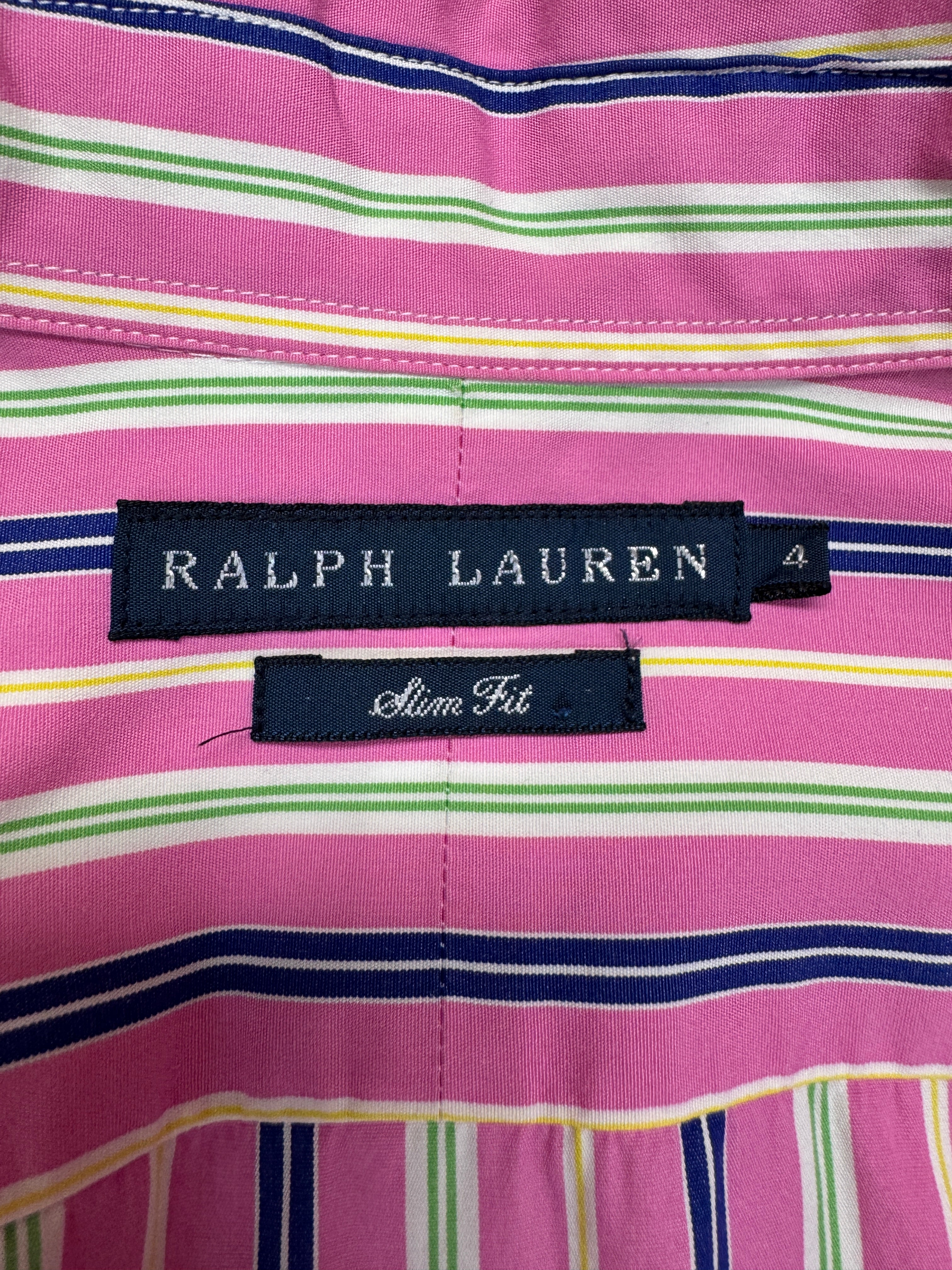 00s Ralph Lauren Damen Hemd Slim Fit Gestreift Rosa Blau