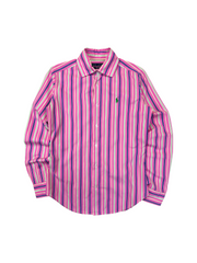 00s Ralph Lauren Damen Hemd Slim Fit Gestreift Rosa Blau