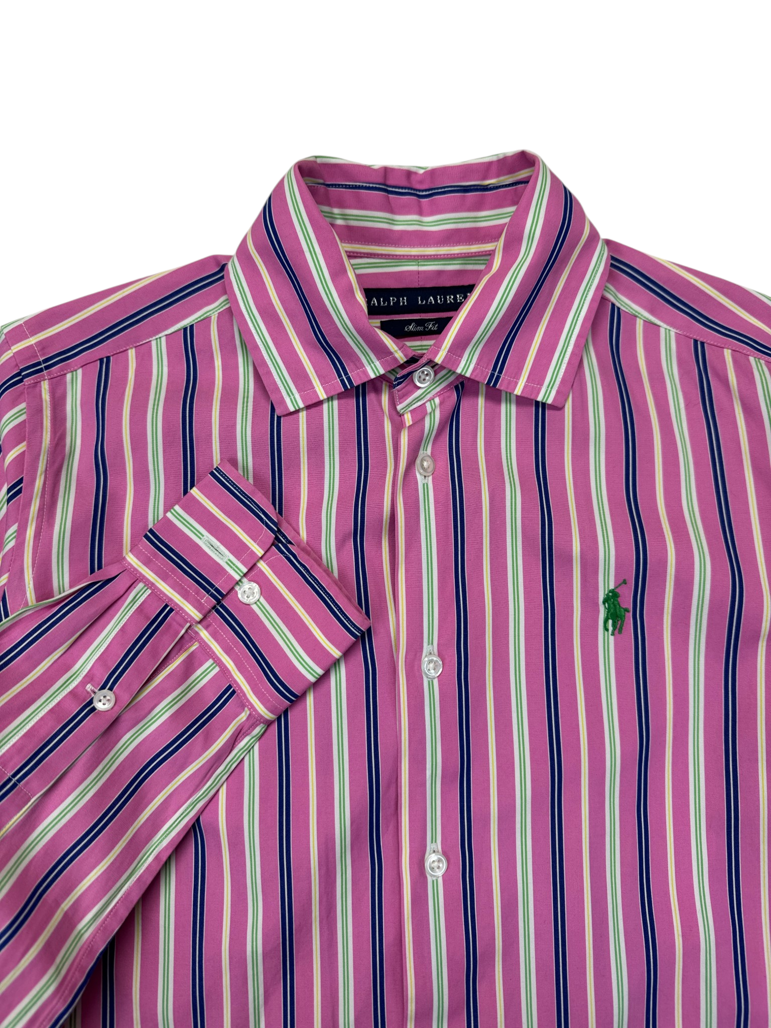 00s Ralph Lauren Damen Hemd Slim Fit Gestreift Rosa Blau