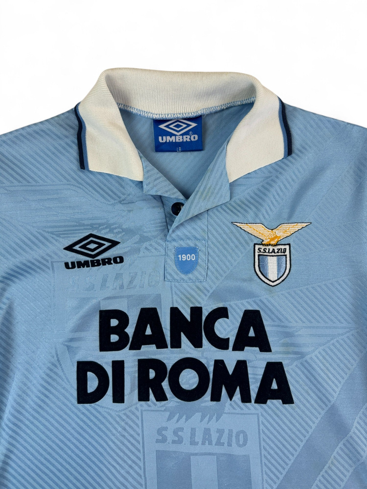 Vintage Umbro Trikot Lazio 1993/1995 Banca Di Roma Made In England Blau Large Boys