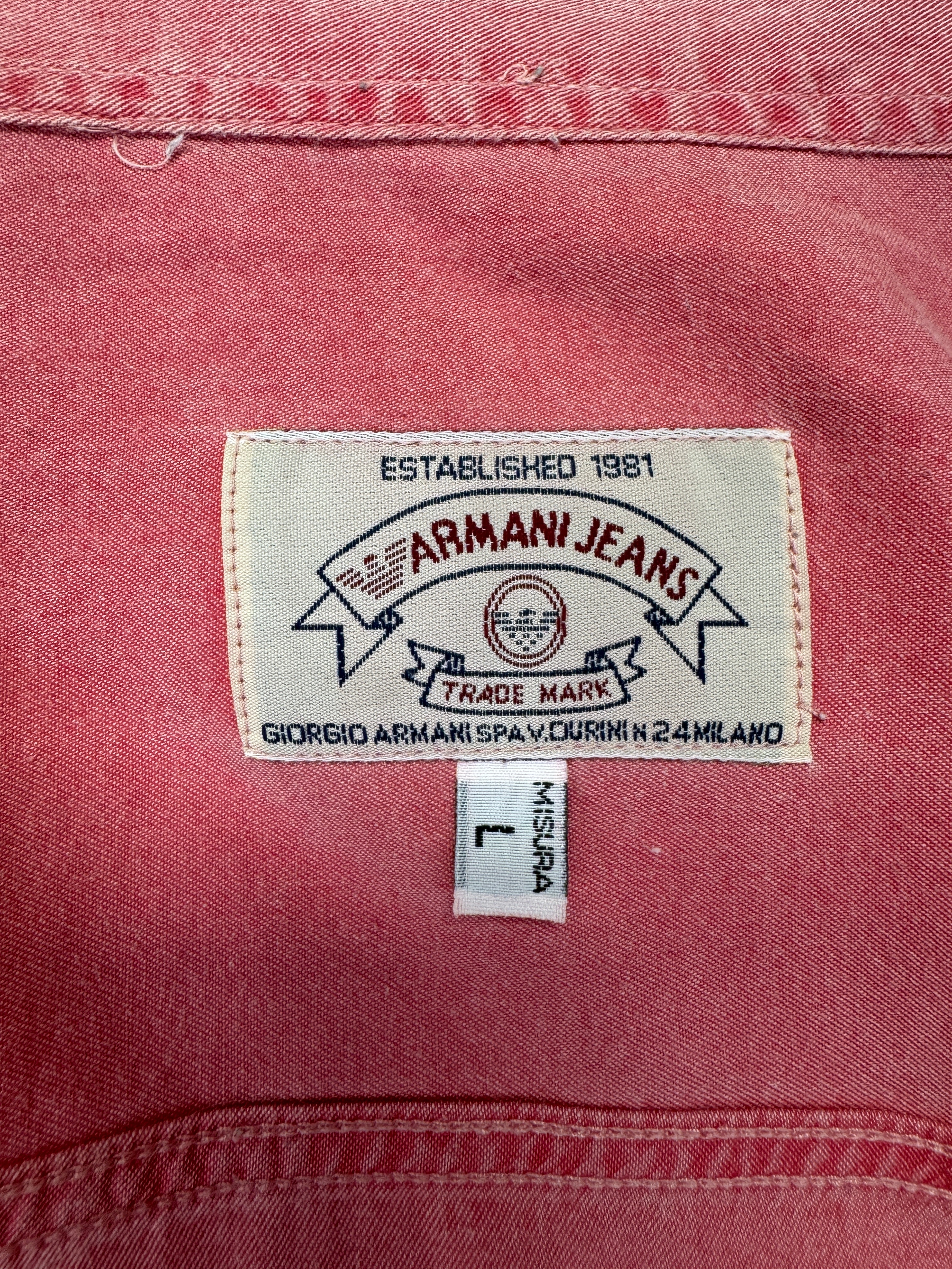 90s Armani Kurzarm Hemd Made In Italy Hellrot