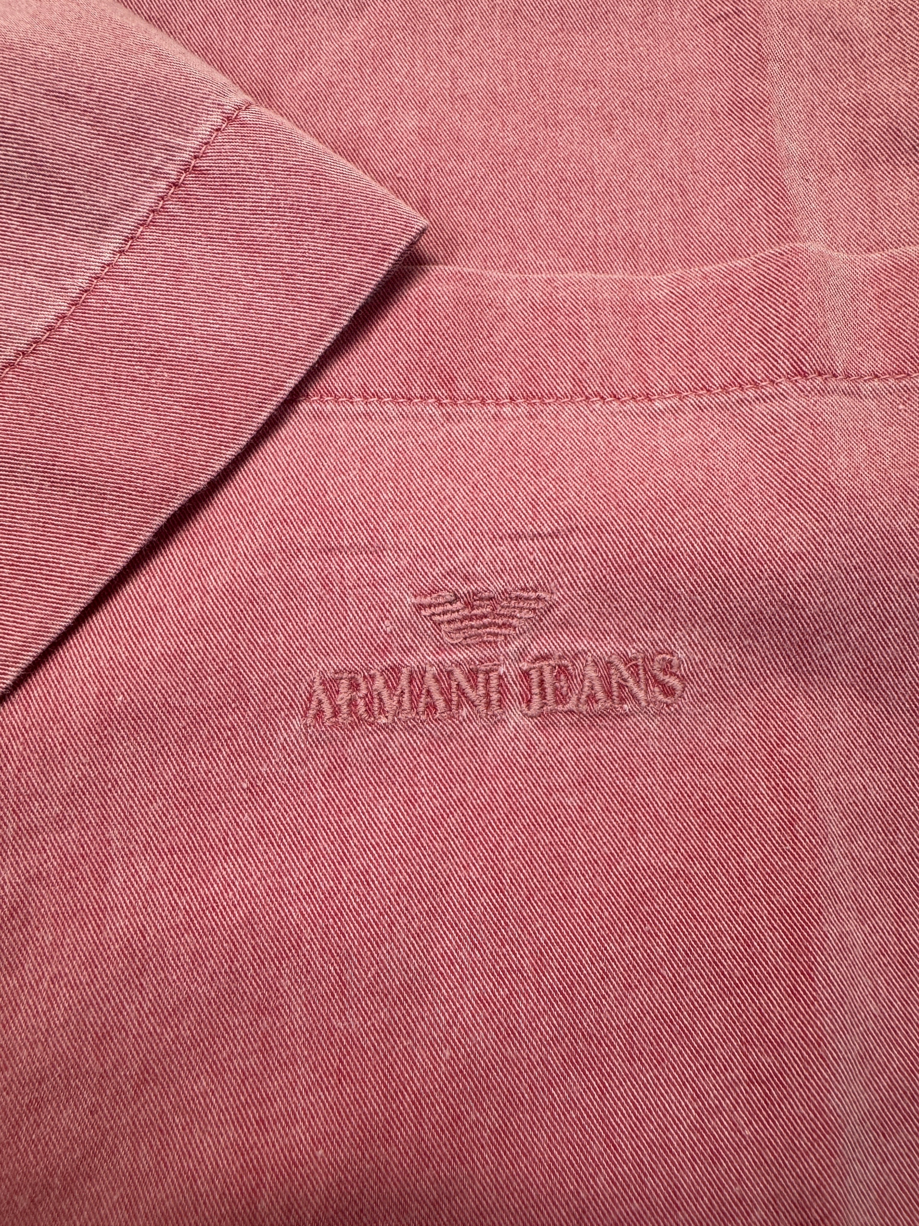 90s Armani Kurzarm Hemd Made In Italy Hellrot