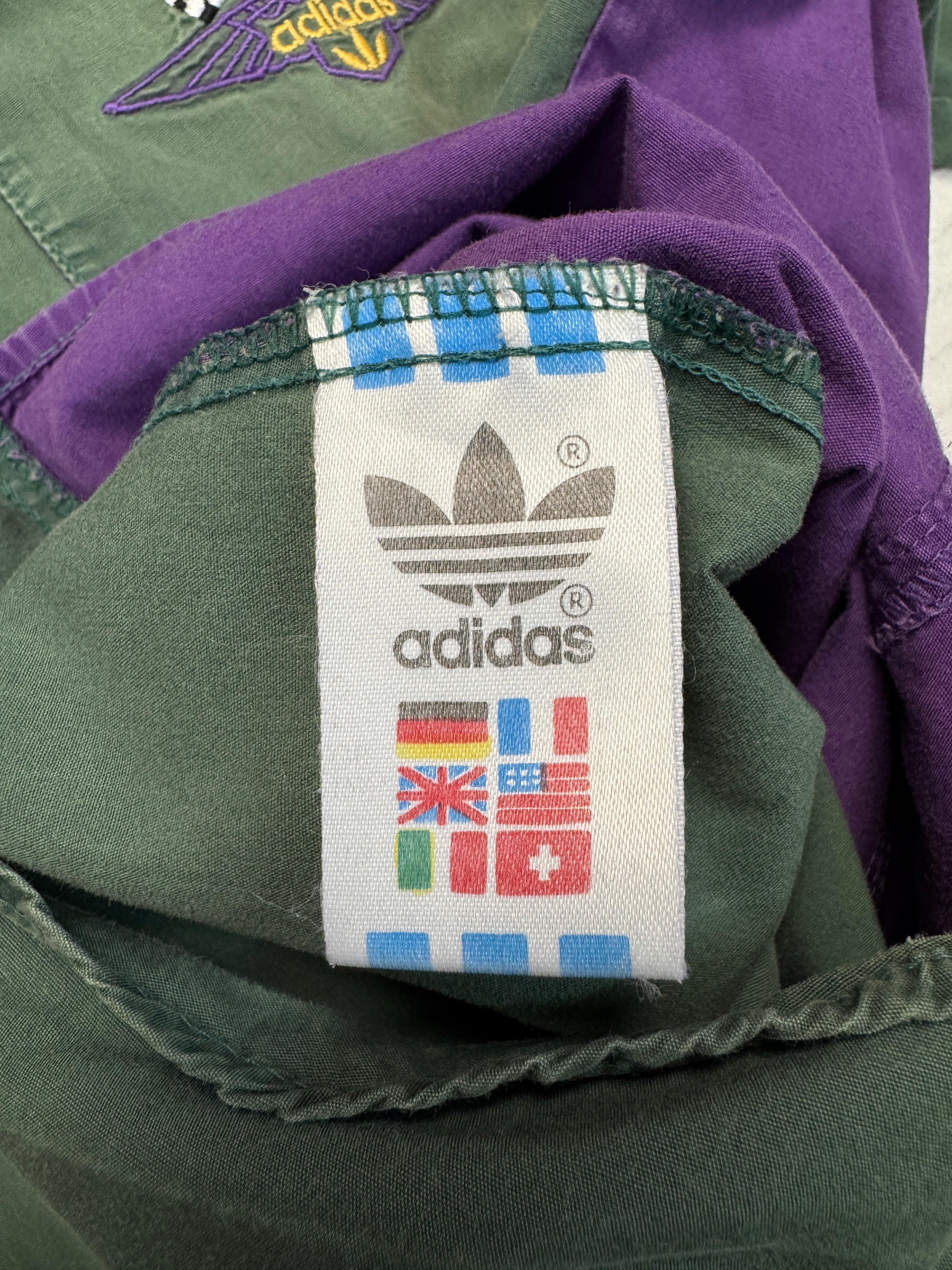 90s Faded Adidas Racing Hemd "Grand Prix" Lila Grün