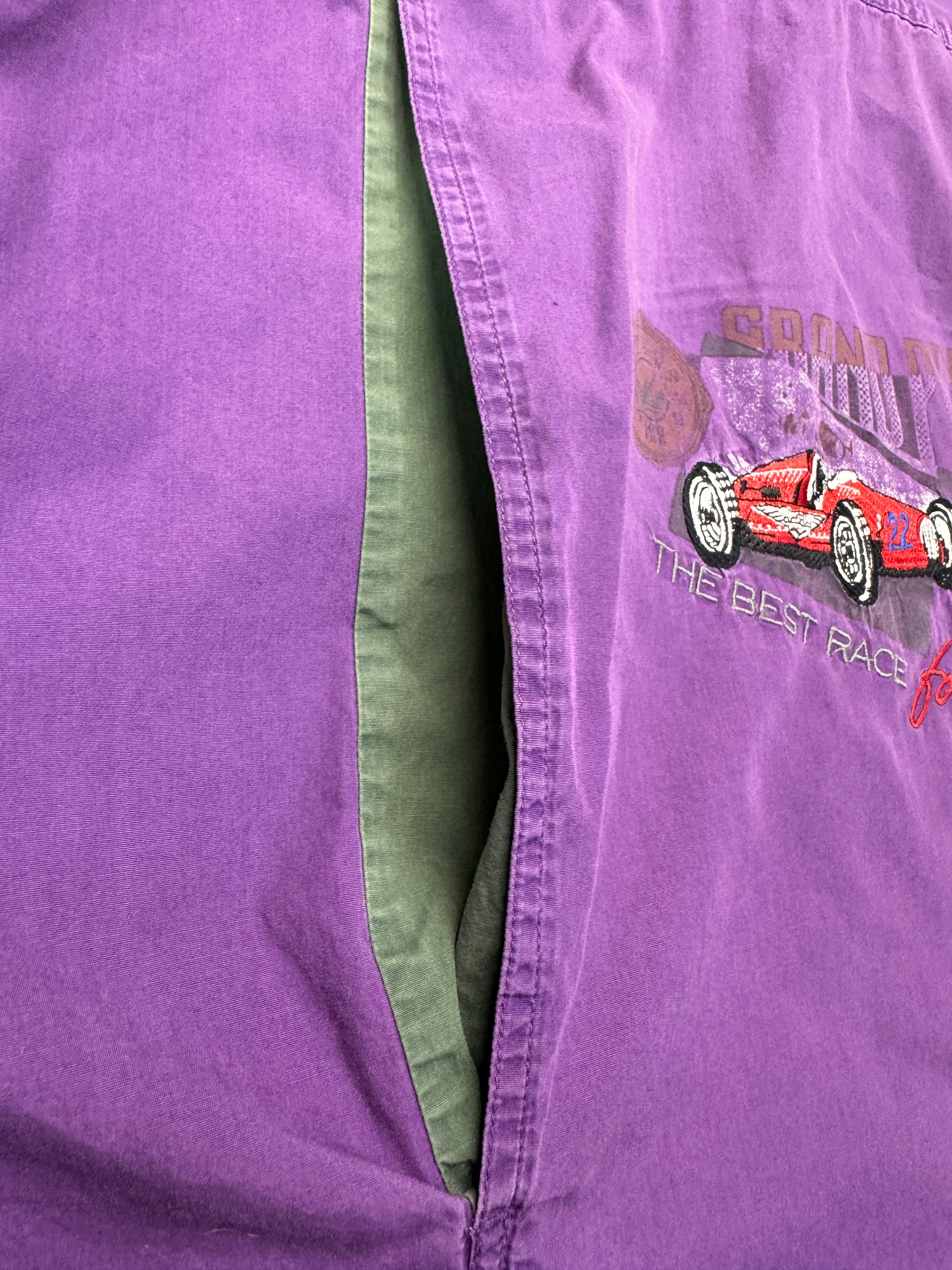 90s Faded Adidas Racing Hemd "Grand Prix" Lila Grün