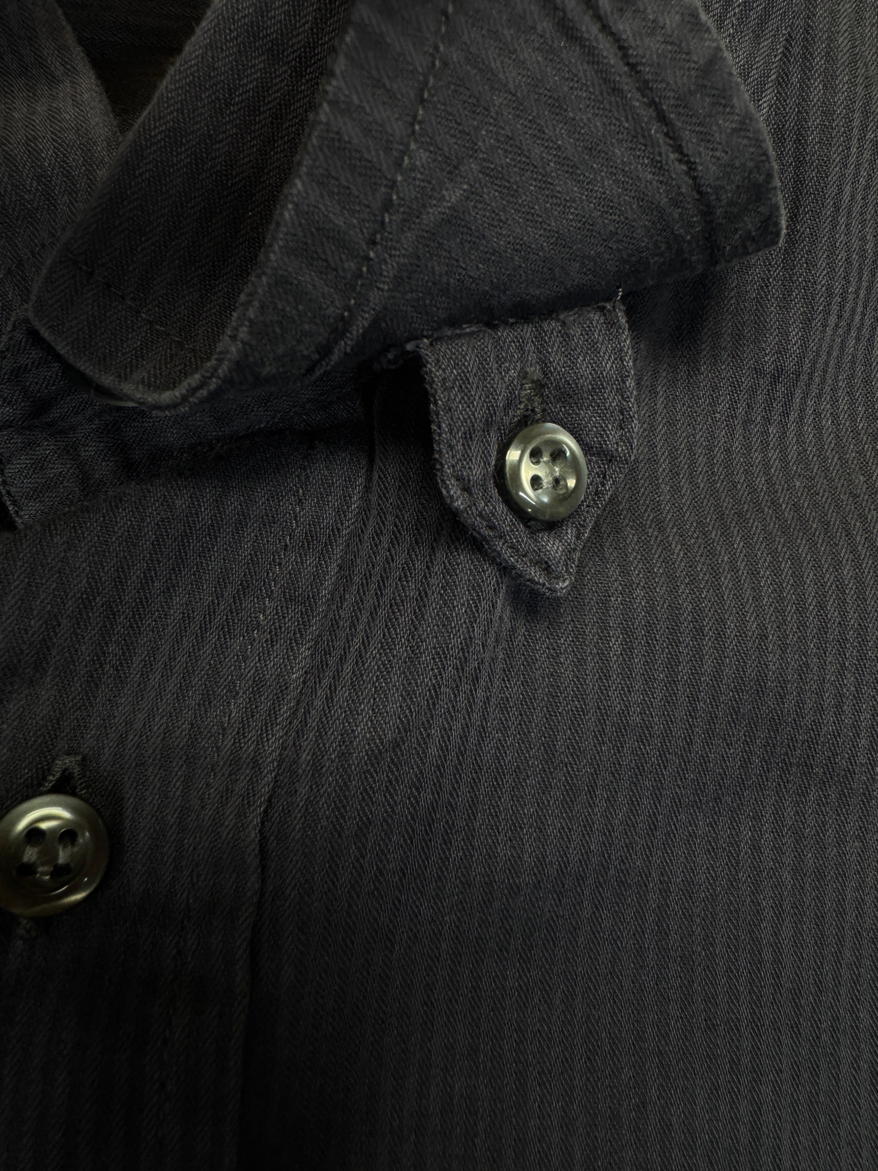 00s Christian Dior Hemd Hidden Button Down Gestreift Logo Stick Schwarz