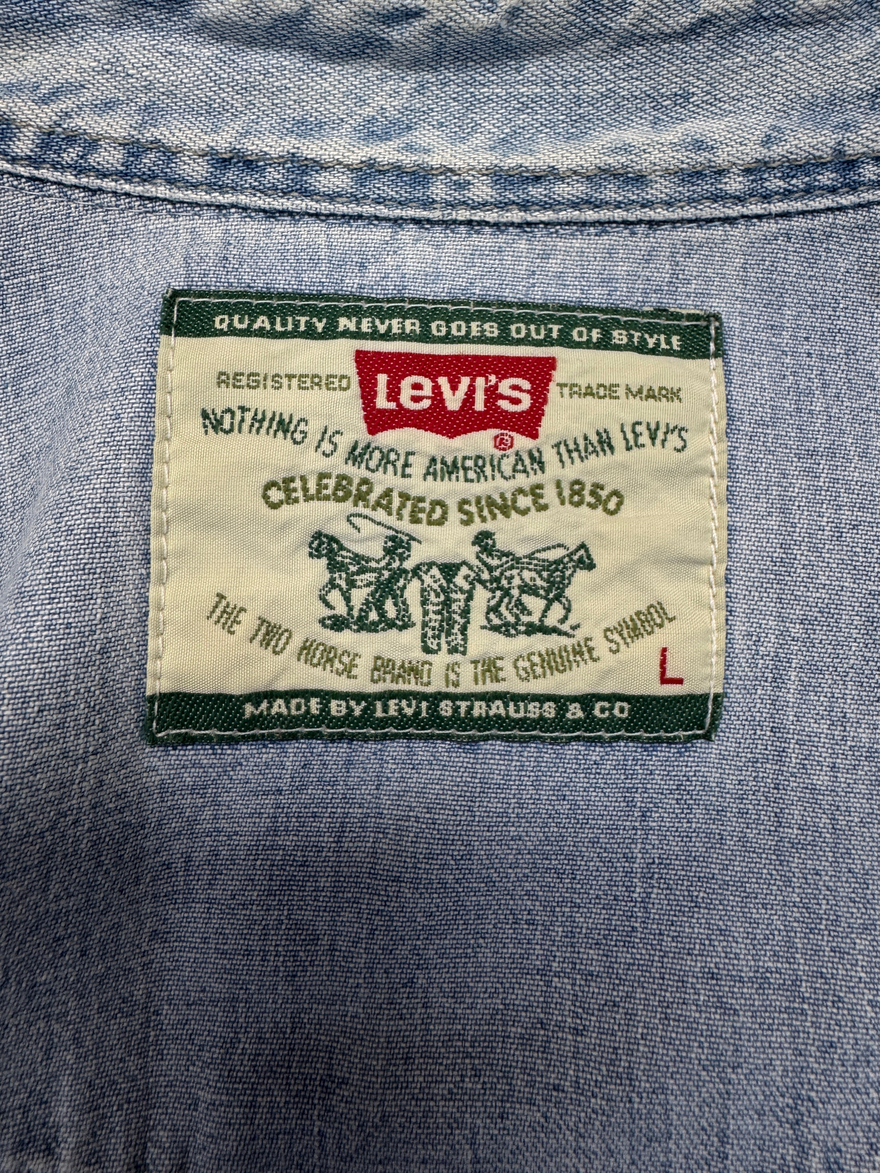 1992 Levis Jeanshemd Pearl Snap Blau