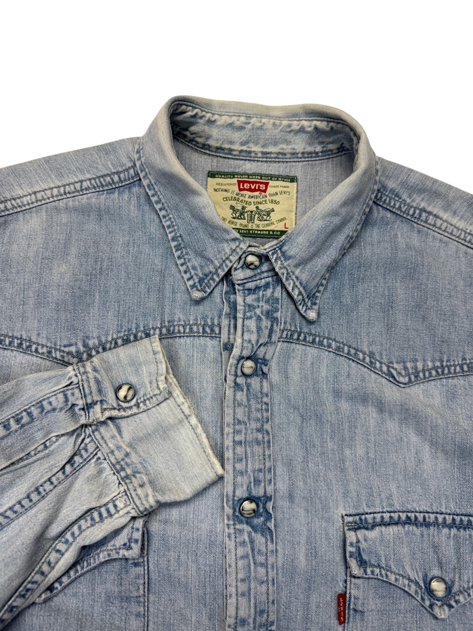 1992 Levis Jeanshemd Pearl Snap Blau