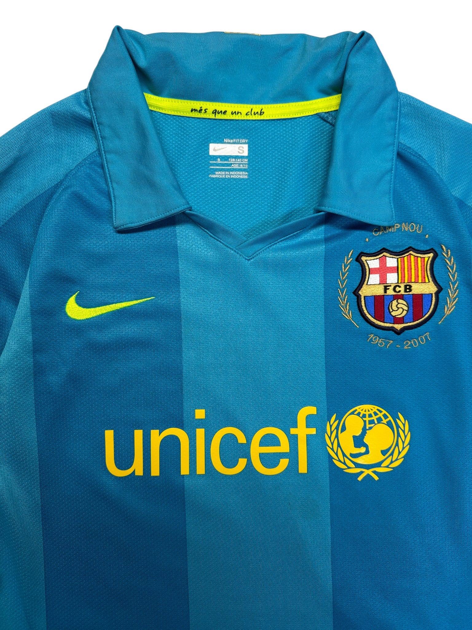 2007/08 Nike Trikot Barcelona Auswärts Türkis Hellblau Kids S