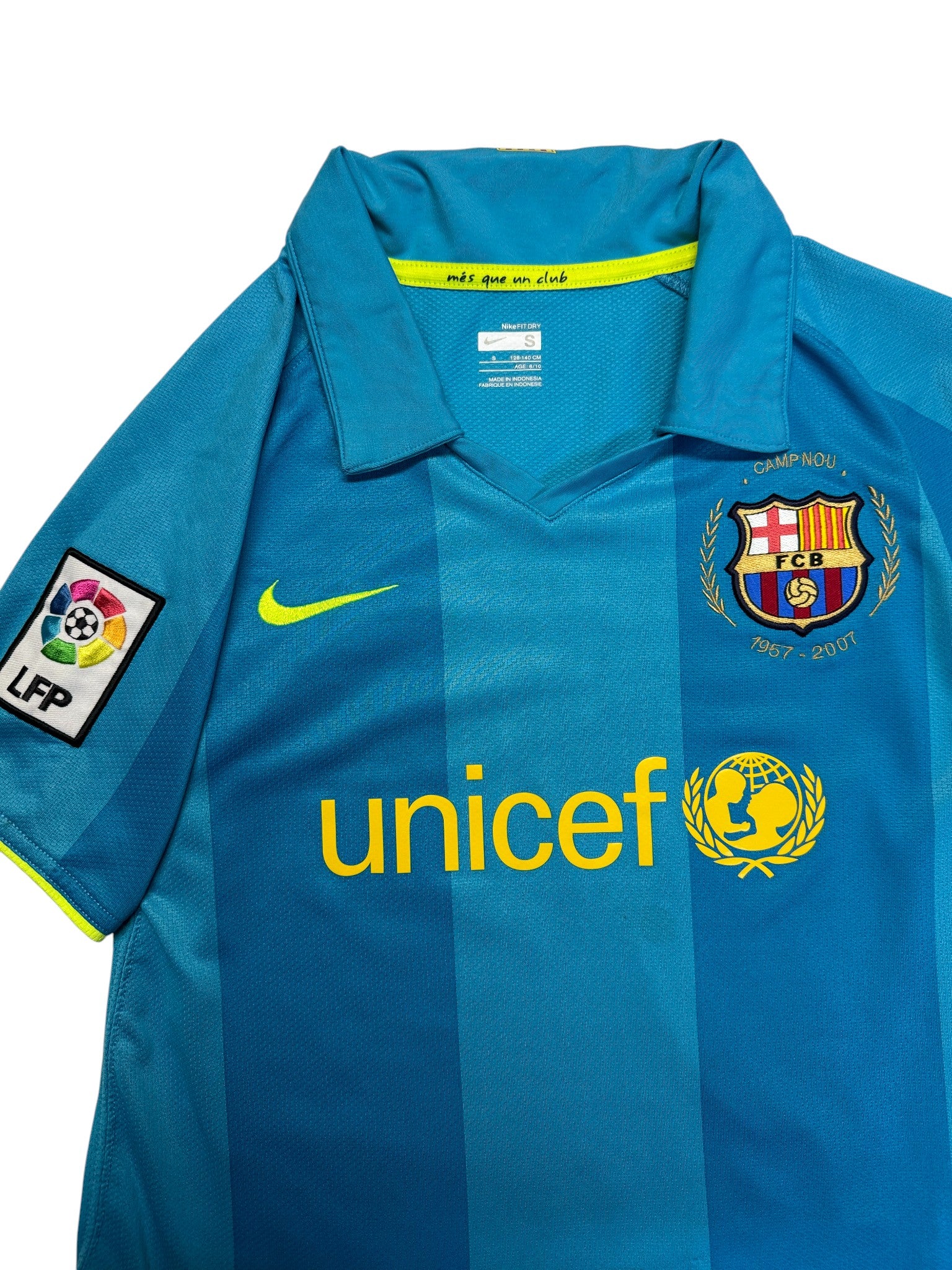 2007/08 Nike Trikot Barcelona Auswärts Türkis Hellblau Kids S