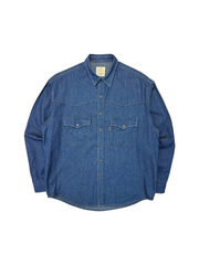 1987 Levis Jeanshemd Western Flap Pockets Dunkelblau