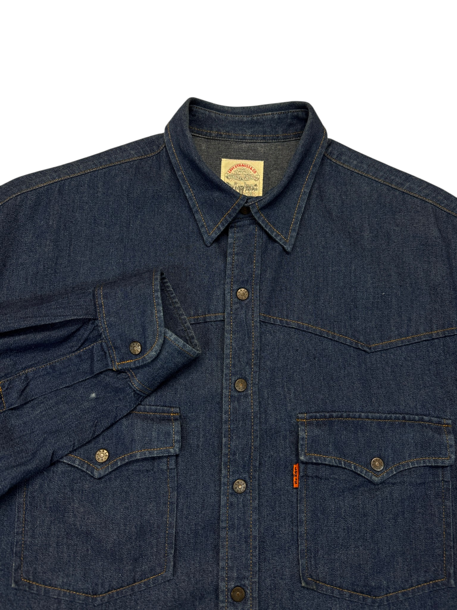 1987 Levis Jeanshemd Western Flap Pockets Dunkelblau
