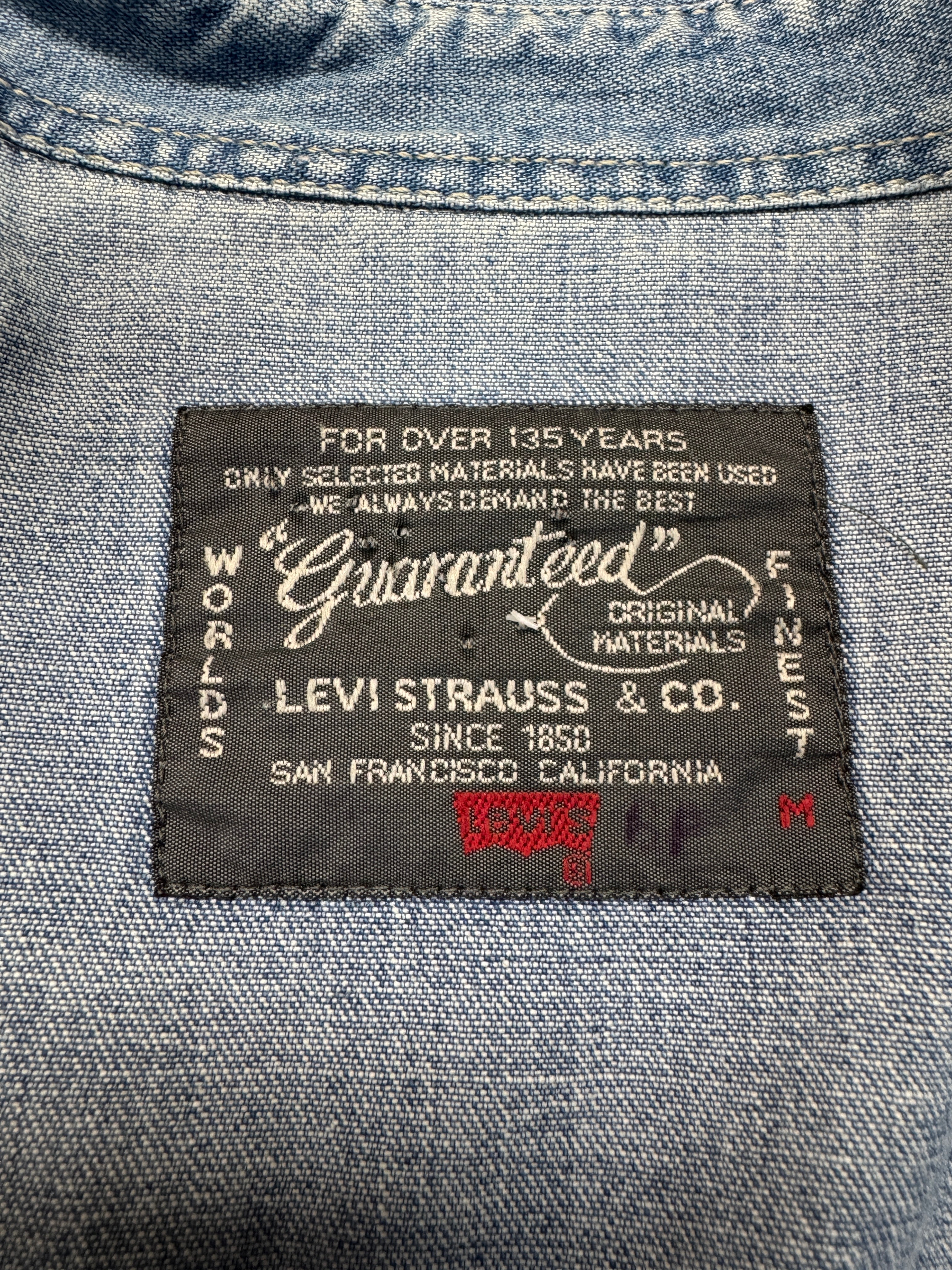 90s Levis Jeanshemd Pearl Snap Buttons Blau