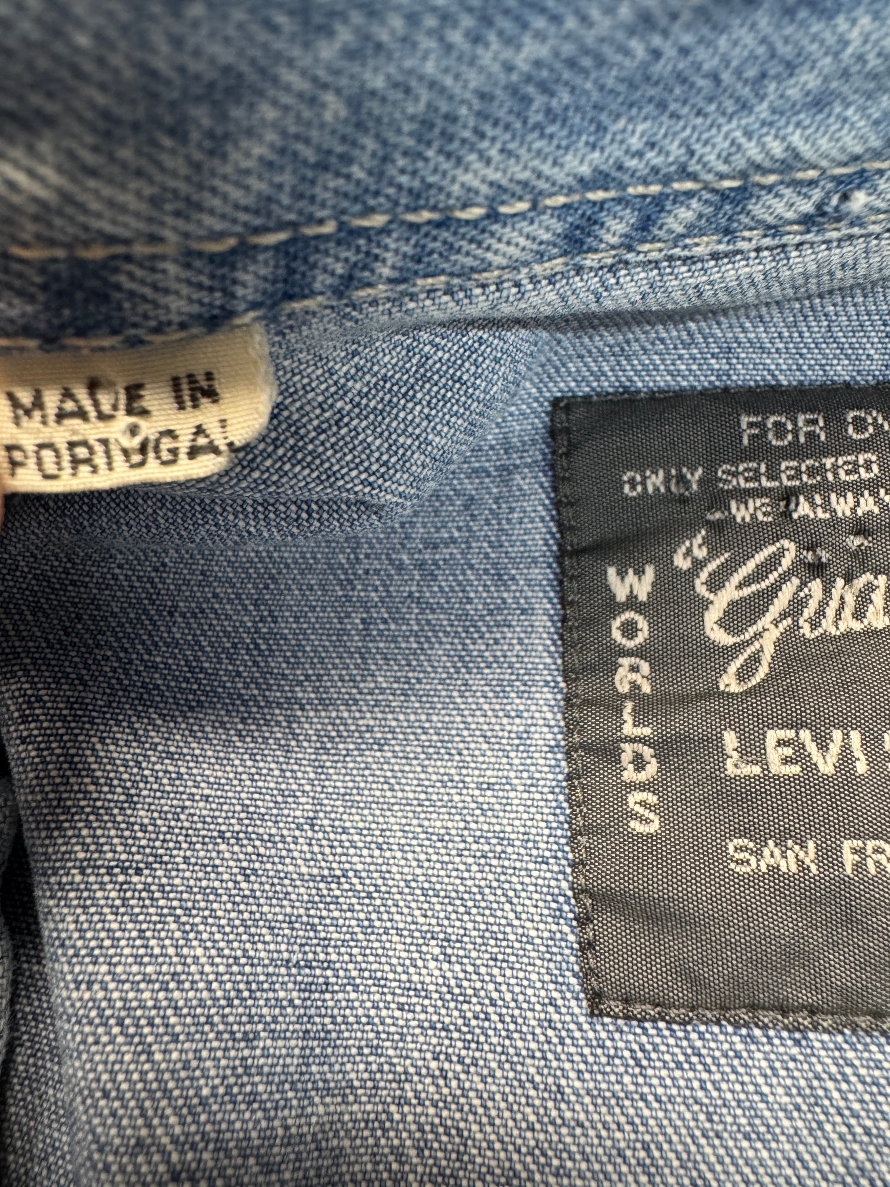 90s Levis Jeanshemd Pearl Snap Buttons Blau