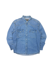 90s Levis Jeanshemd Pearl Snap Buttons Blau