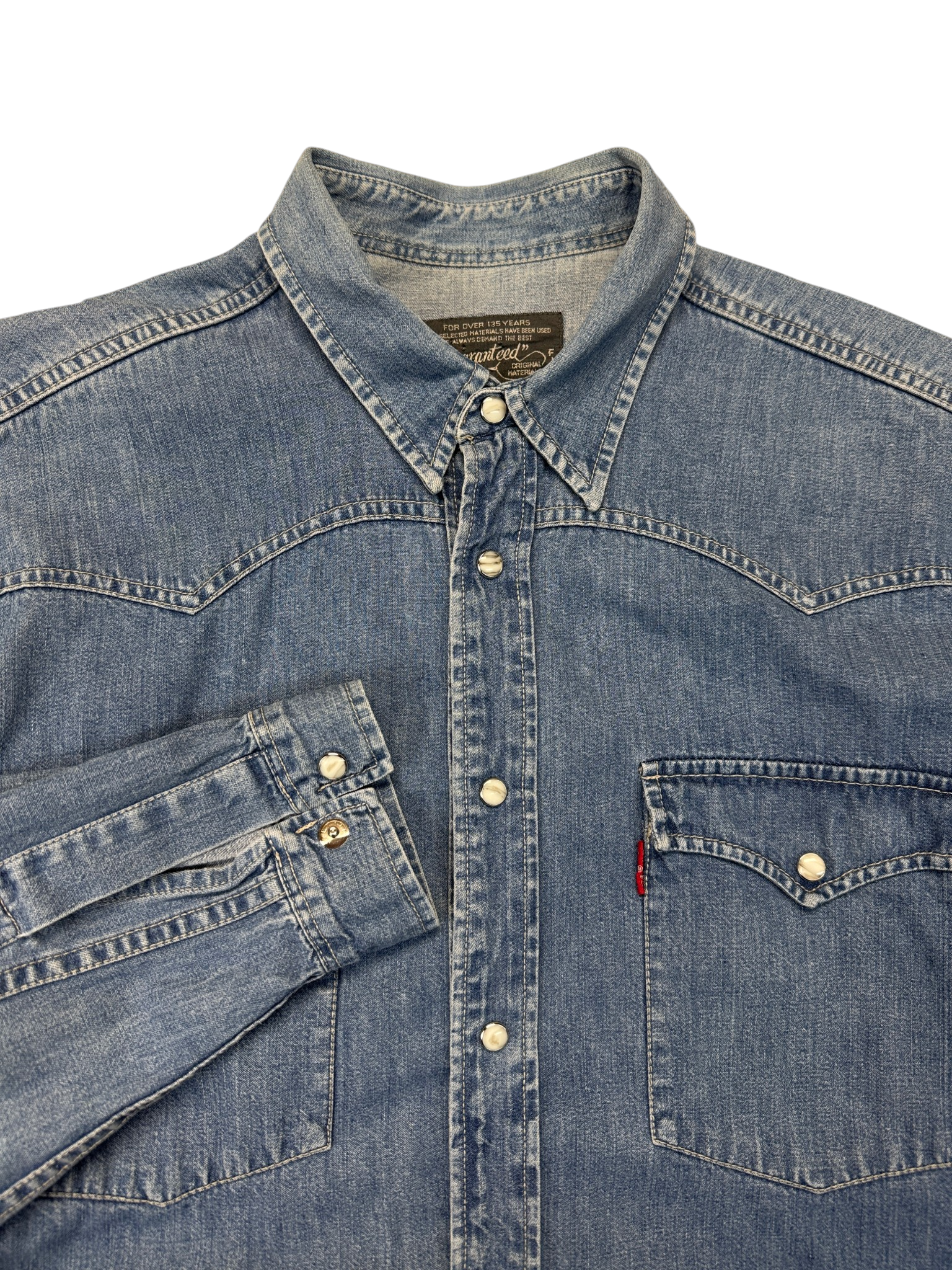 90s Levis Jeanshemd Pearl Snap Buttons Blau