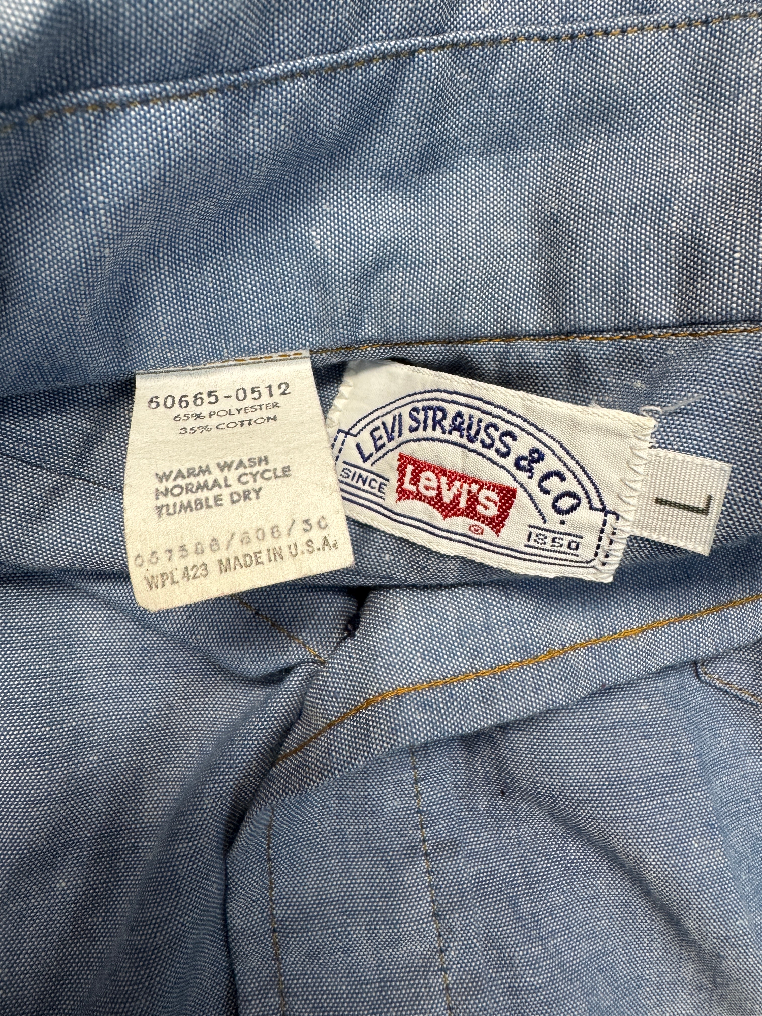 70s/80s Levi’s Chambray Western Hemd Made in USA Blau