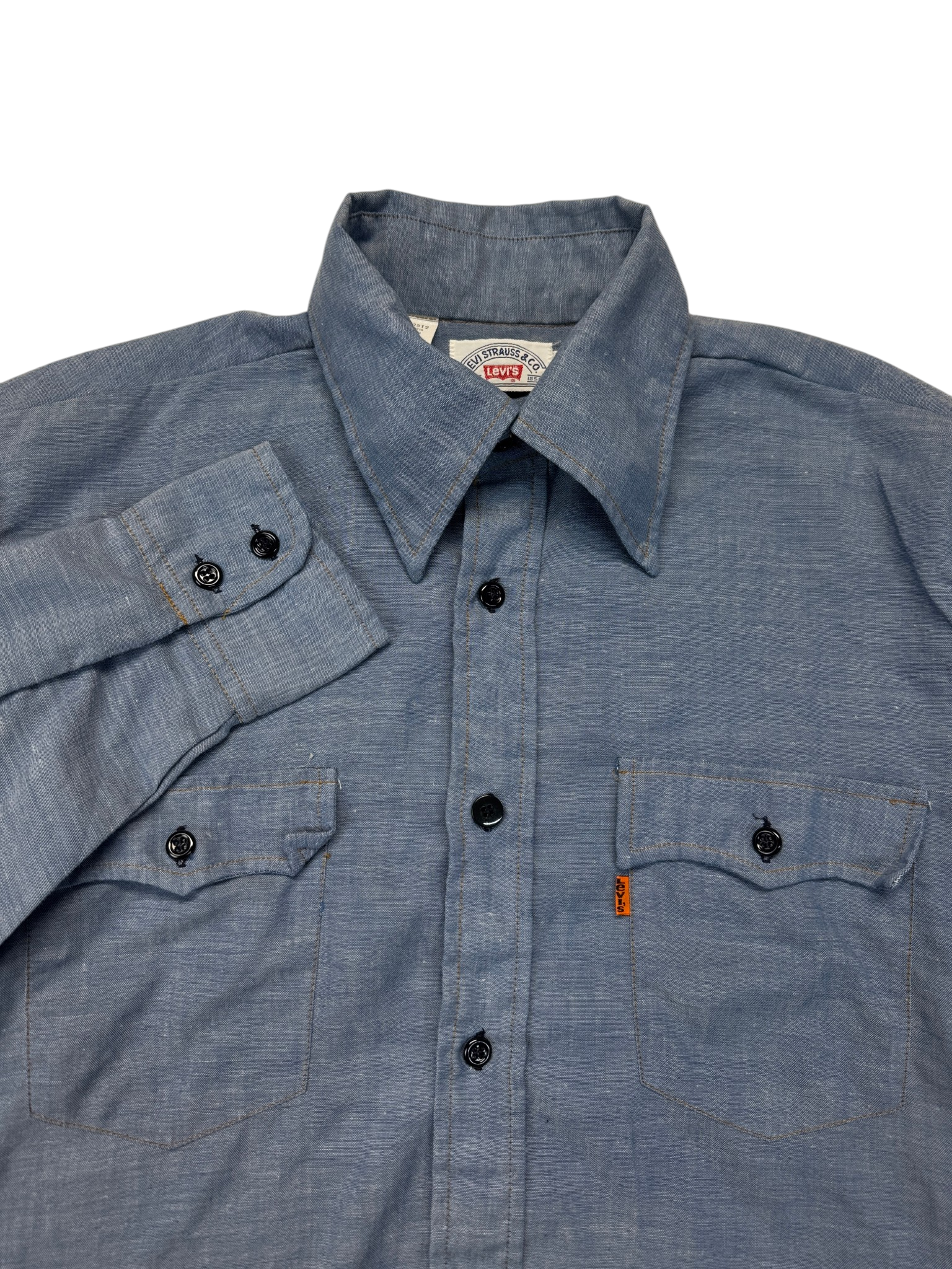 70s/80s Levi’s Chambray Western Hemd Made in USA Blau