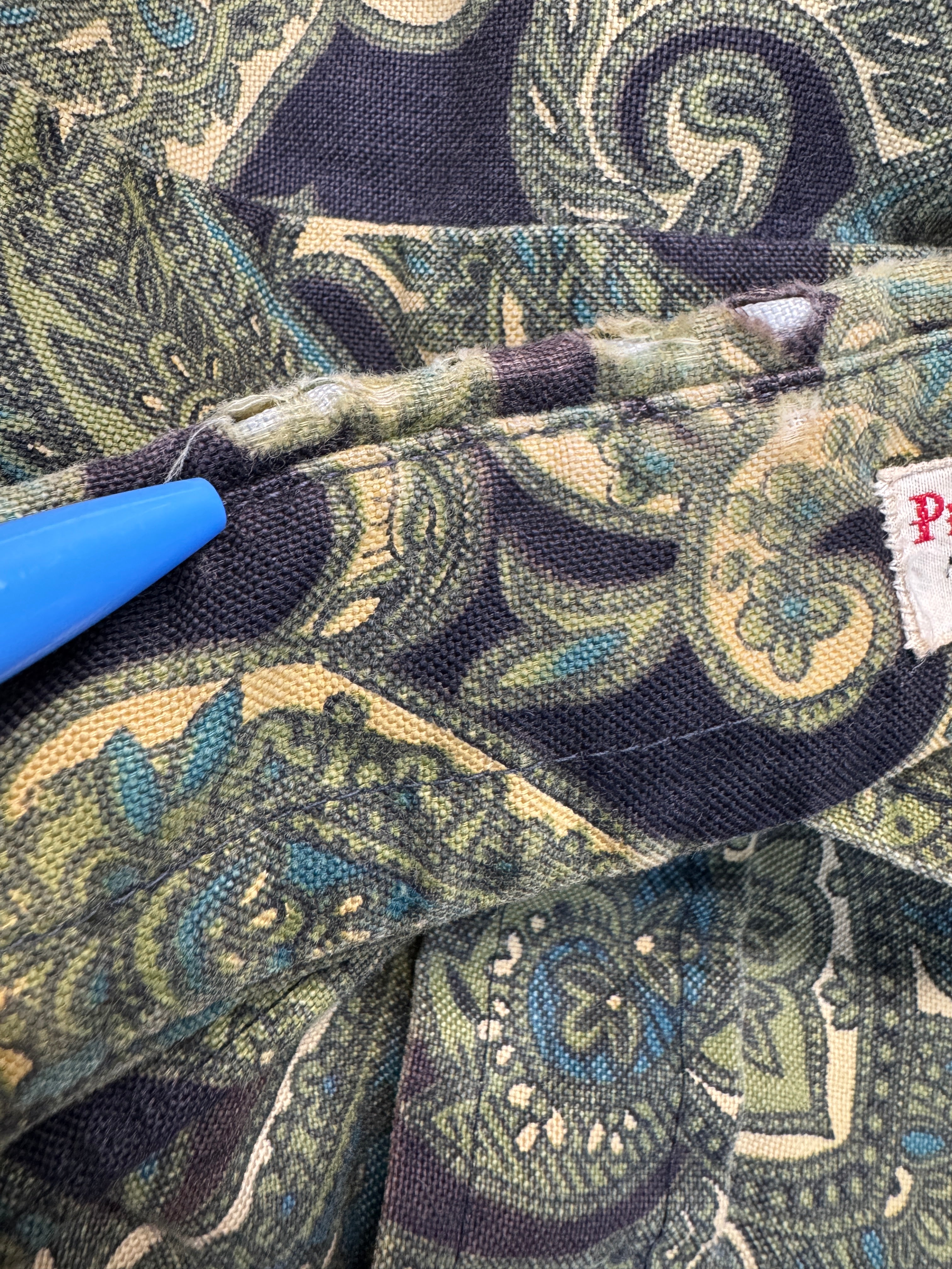 70s Matt Andrews Ivy League Faded Paisley Hemd Grün