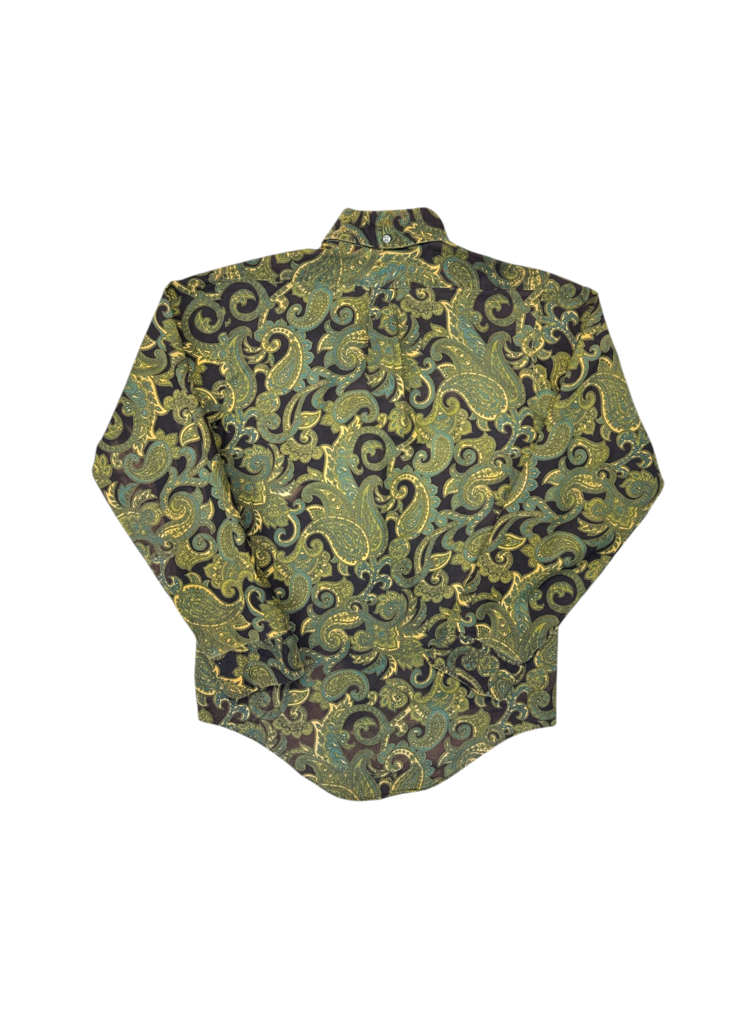 70s Matt Andrews Ivy League Faded Paisley Hemd Grün