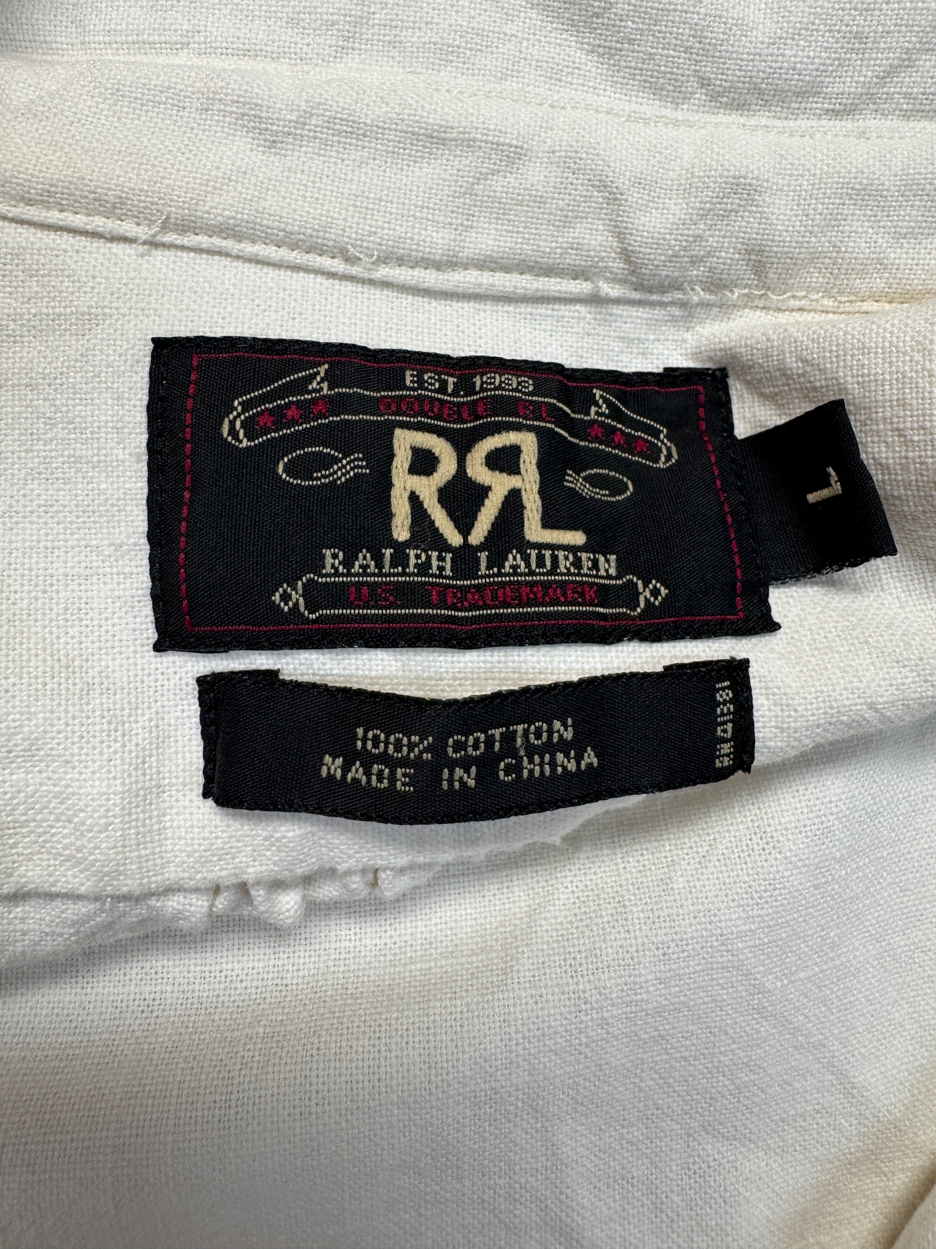 90s Double RL Heavy Cotton Popover Hemd Weiß