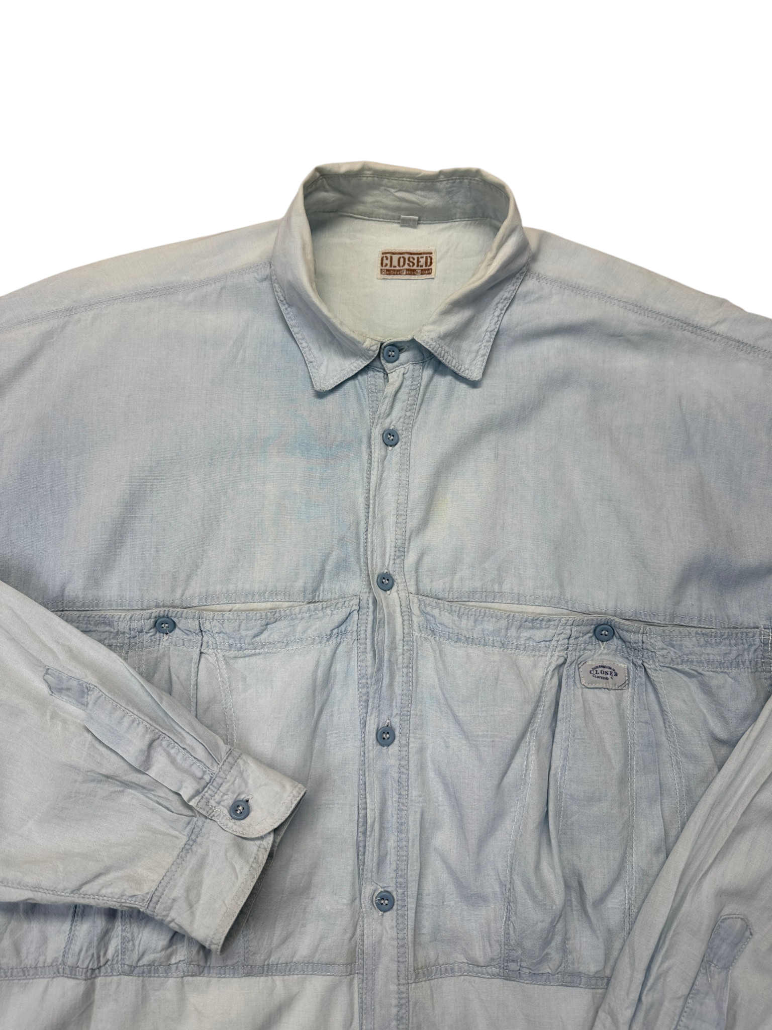 80s Marithe Francois Girbaud x Closed Large Front Pocket Workshirt Blau