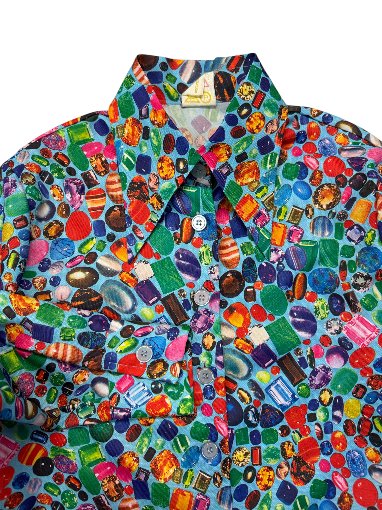 70s Western Gemstone Print Damen Hemd Bunt