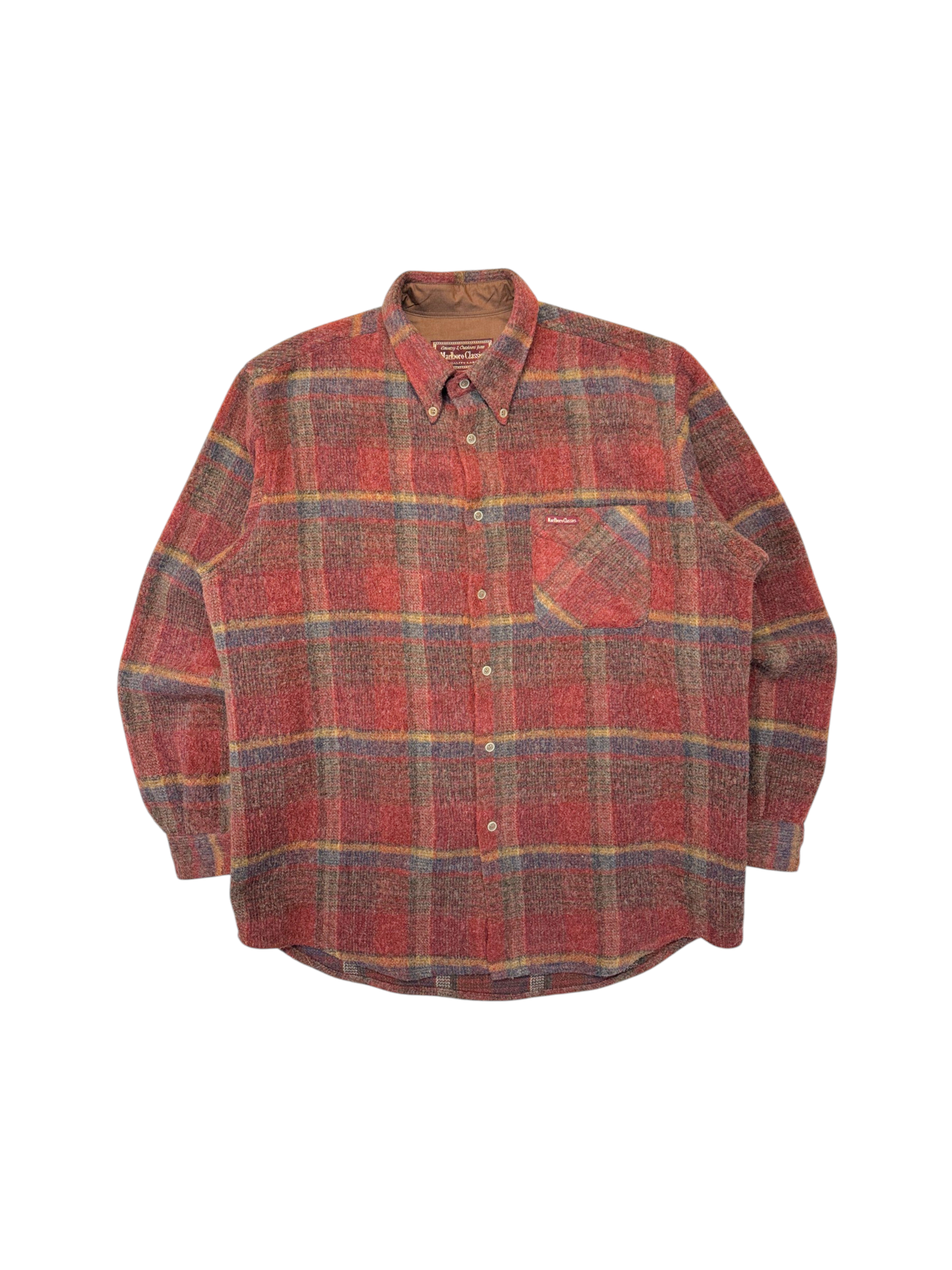 90s Marlboro Wollmix Flanell Overshirt Kariert Rot