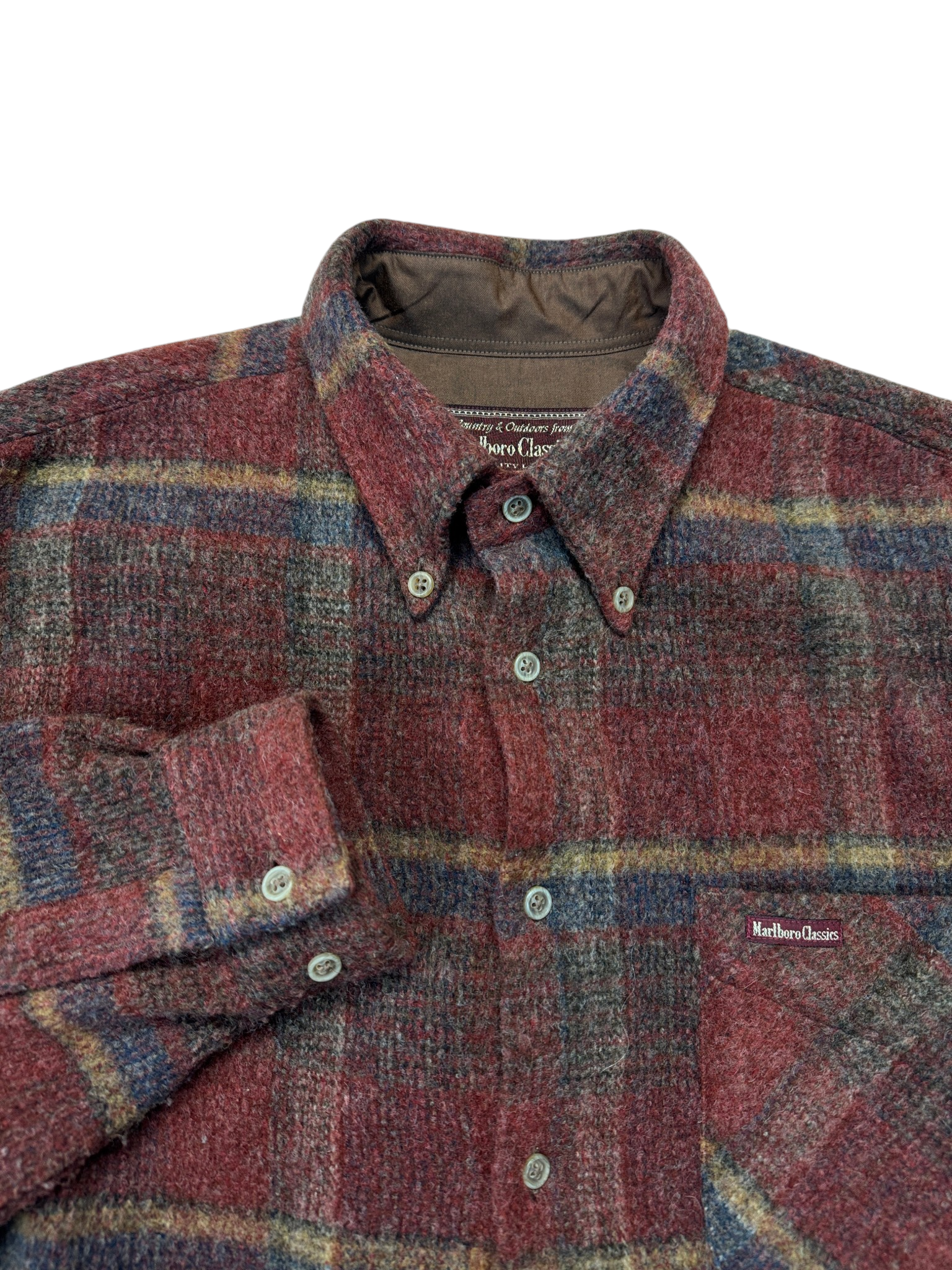 90s Marlboro Wollmix Flanell Overshirt Kariert Rot