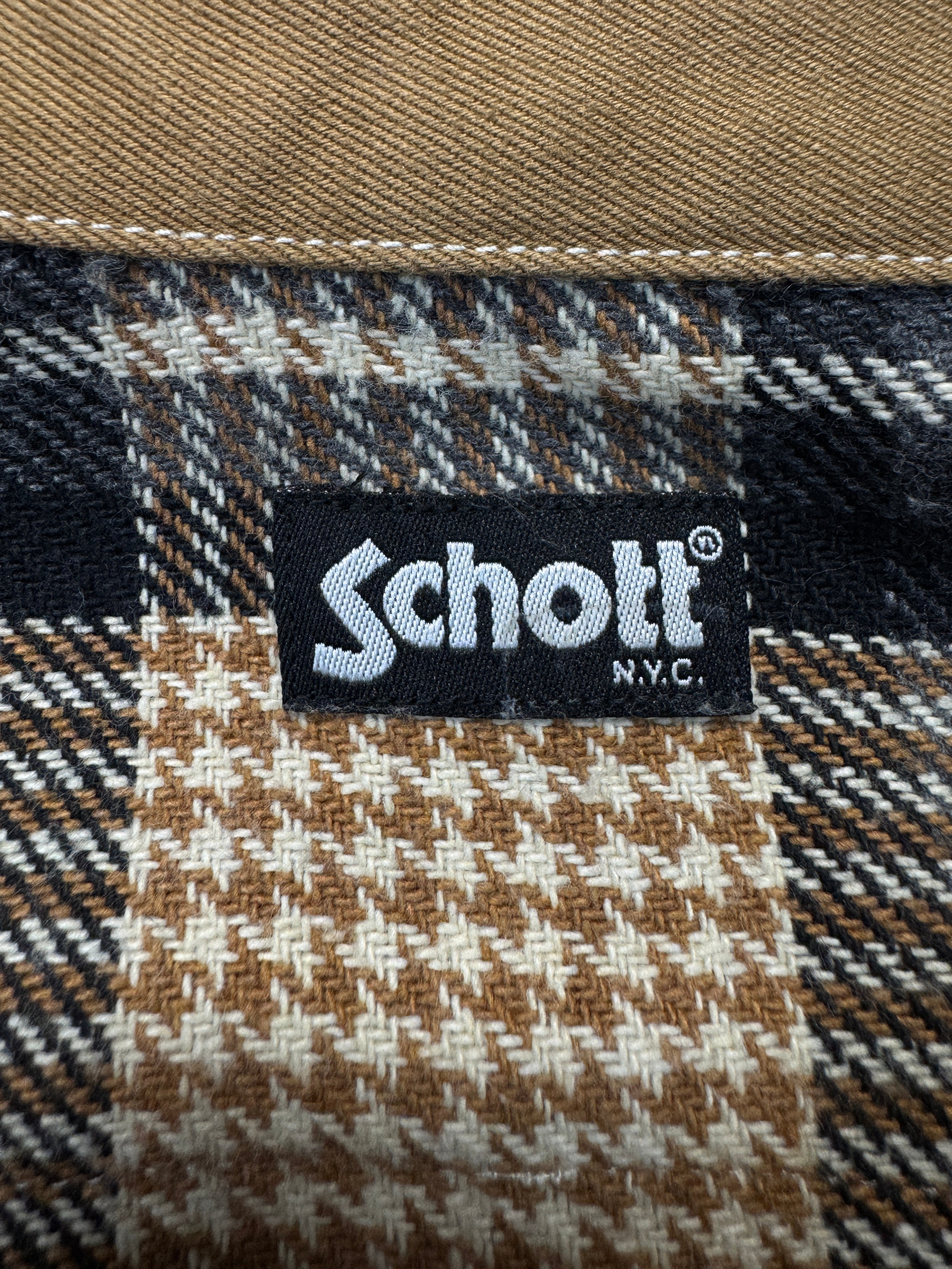 90s Schott Flanellhemd Braun Schwarz