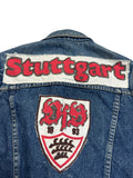 80s Pioneer Jeansweste VFB Stuttgart Trashed Blau 36