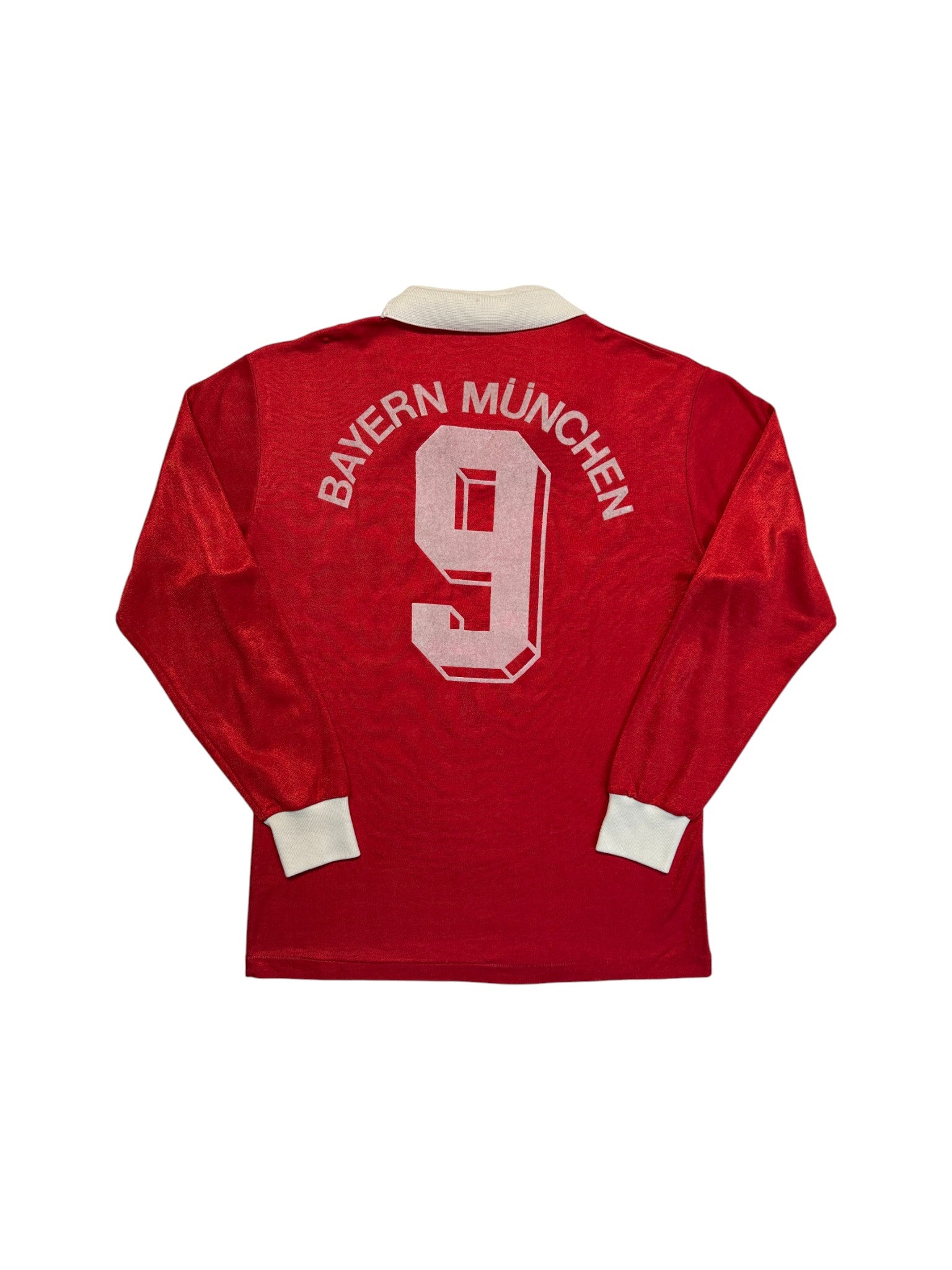 80s Erima Langarm Trikot FC Bayern München Commodore #9 Gerd Müller Made In West Germany Rot S