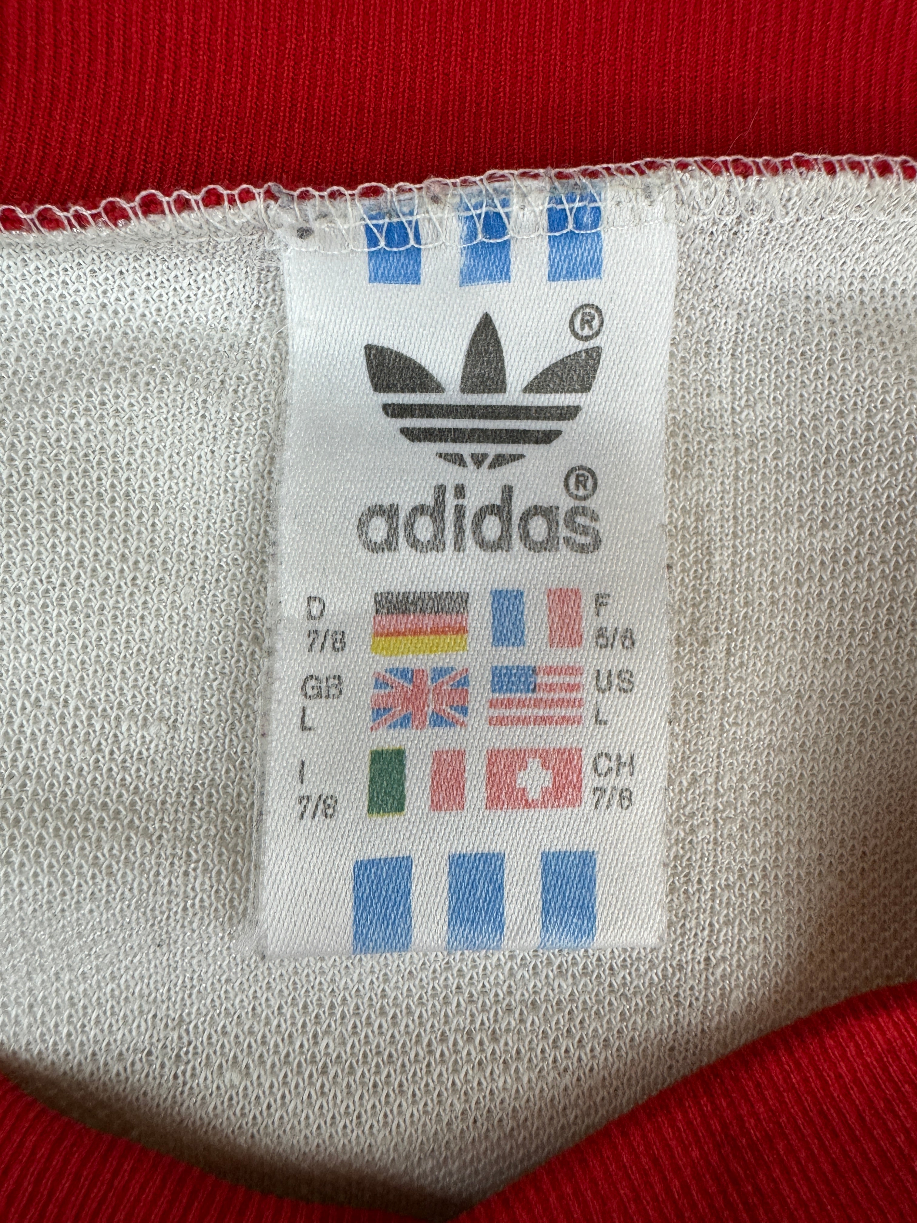Vintage Adidas Trikot 80s "Bild" Made In Yugoslavia Weiß Rot 7/8 L