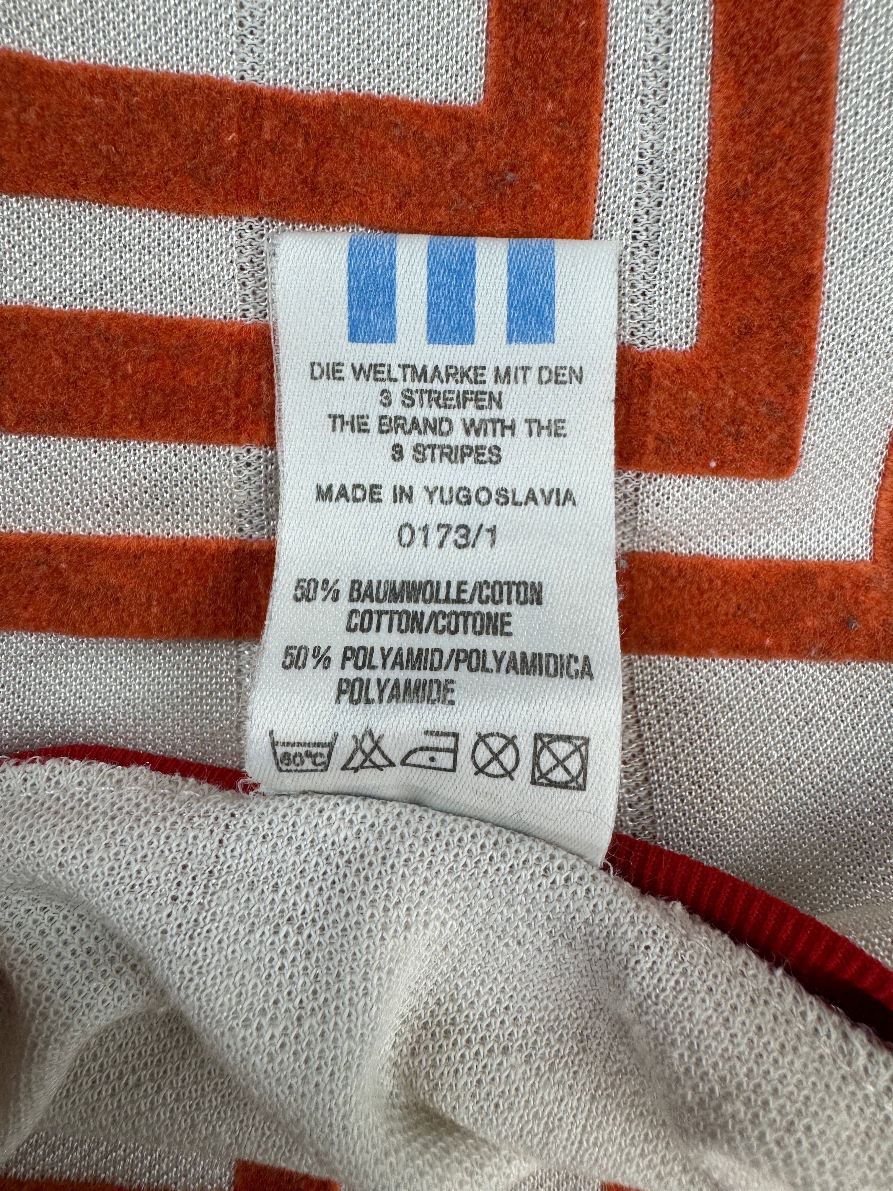 Vintage Adidas Trikot 80s "Bild" Made In Yugoslavia Weiß Rot 7/8 L
