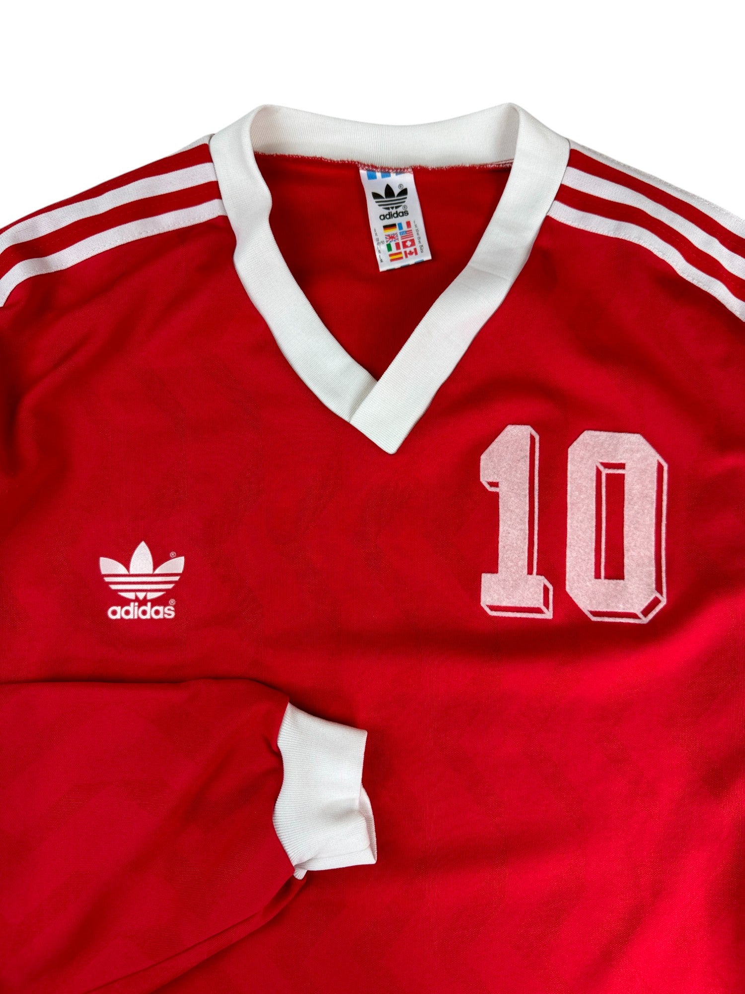 Vintage Adidas Trikot Langarm 80s #10 Made In Bulgarien Rot XL