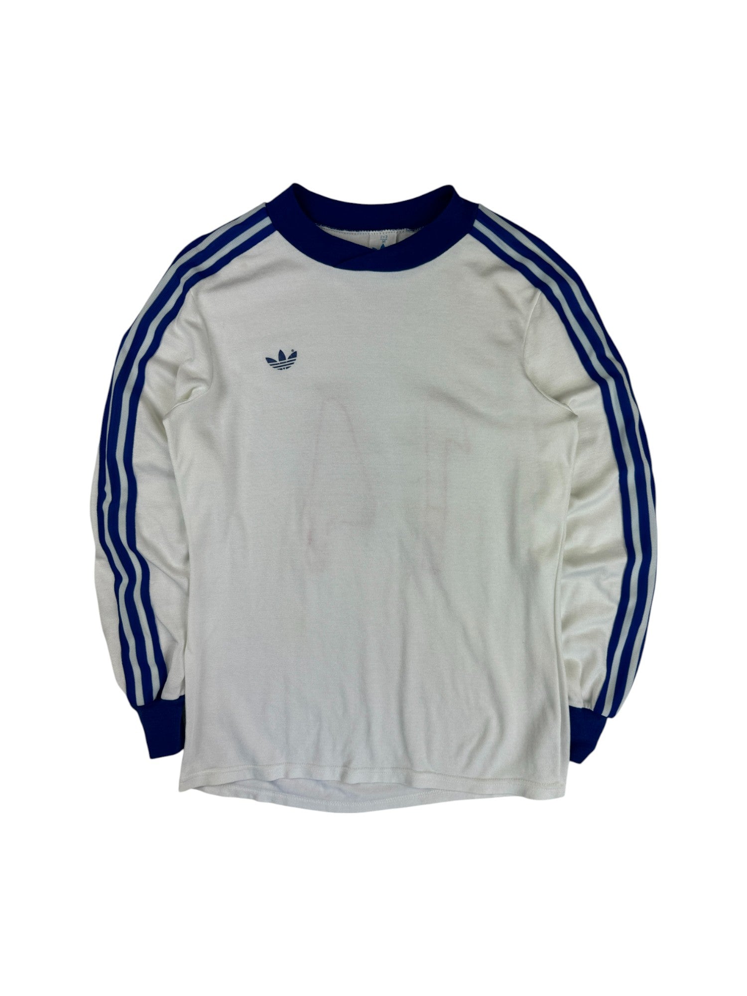 Rare! Vintage Adidas Trikot Langarm 80s Made In Israel #4 Weiß Blau M