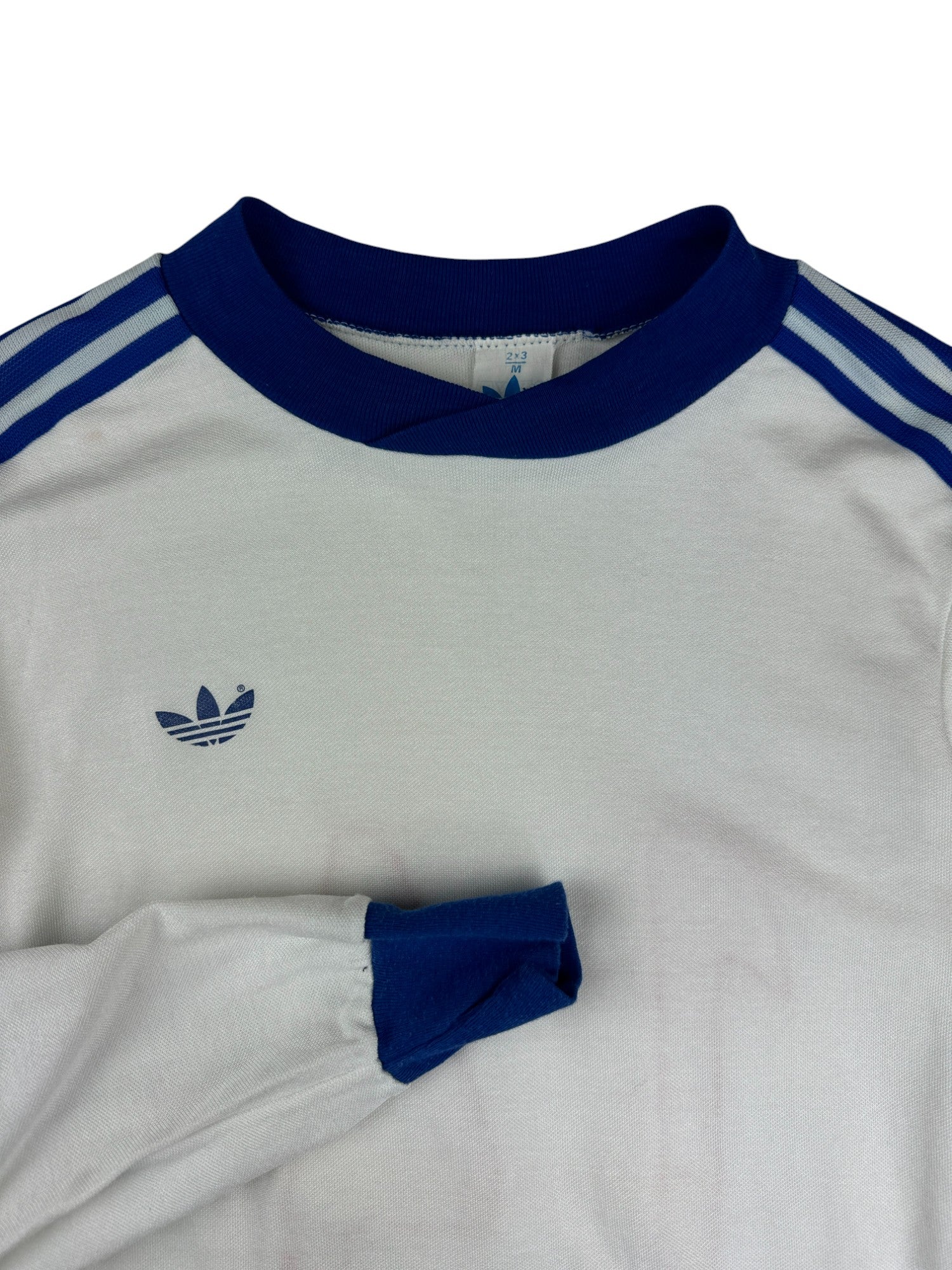 Rare! Vintage Adidas Trikot Langarm 80s Made In Israel #4 Weiß Blau M