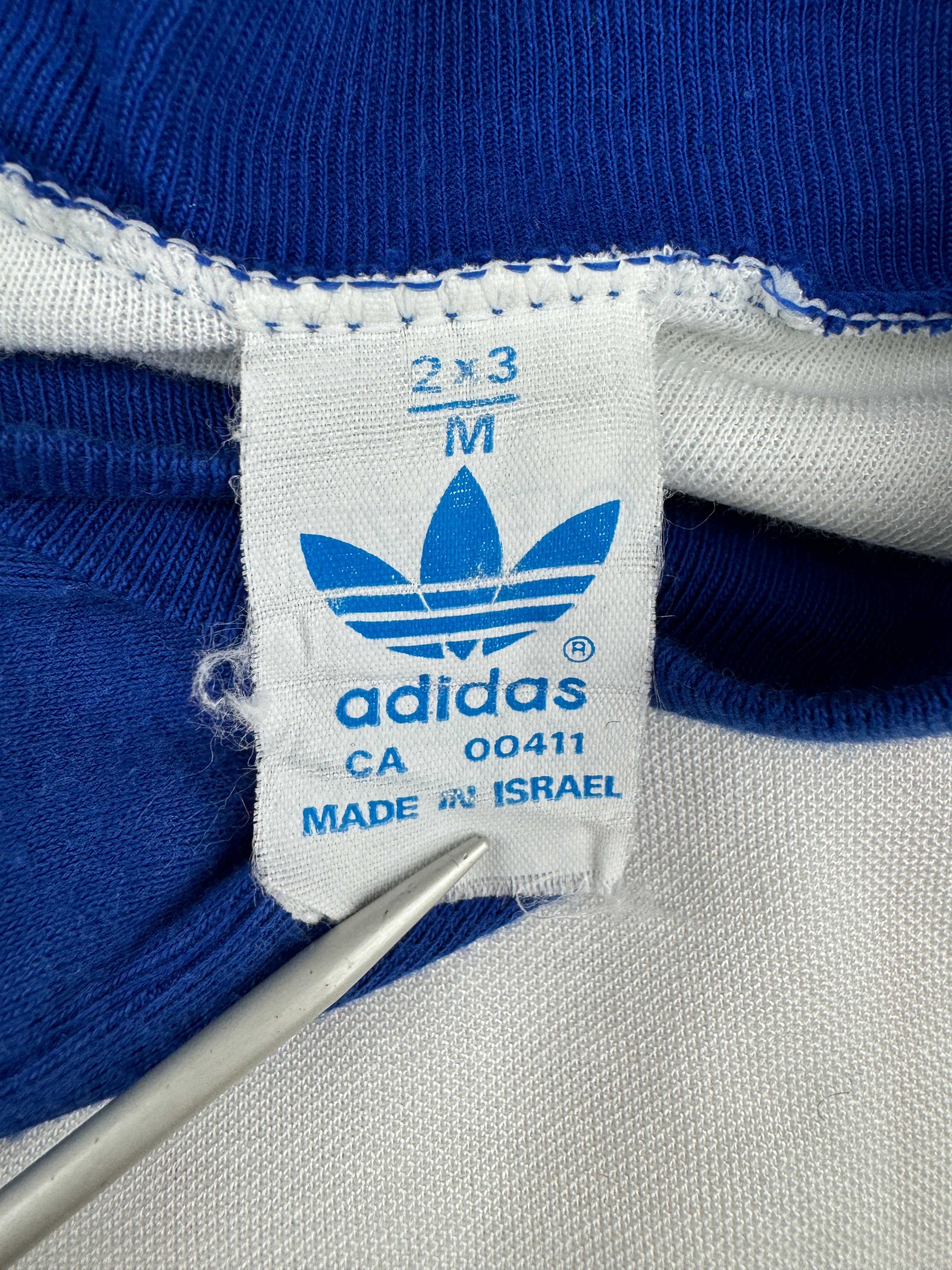 Rare! Vintage Adidas Trikot Langarm 80s Made In Israel #4 Weiß Blau M