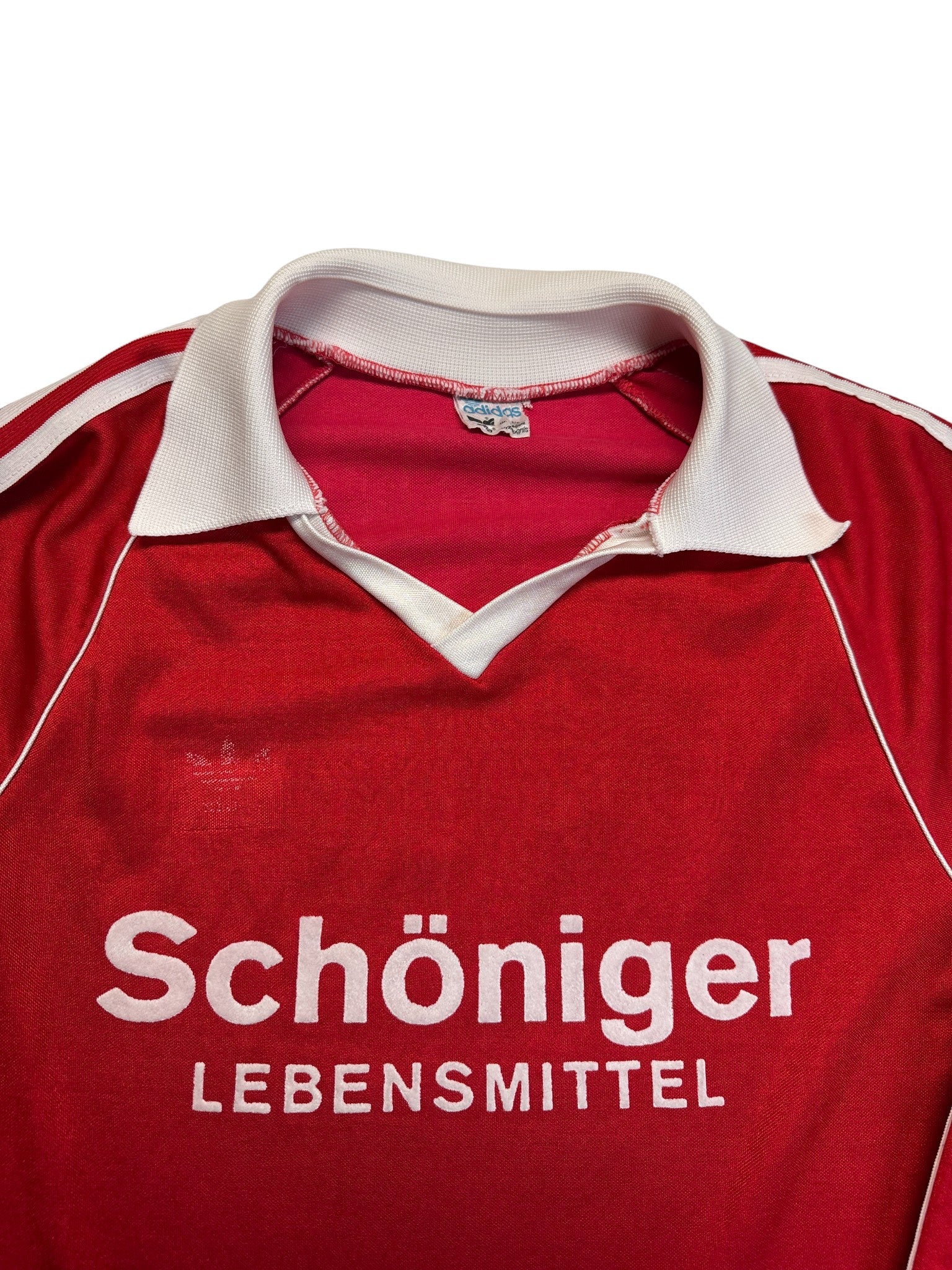 70s Adidas x Erima Langarm Trikot "Schöniger Lebensmittel" Made In West Germany Rot M