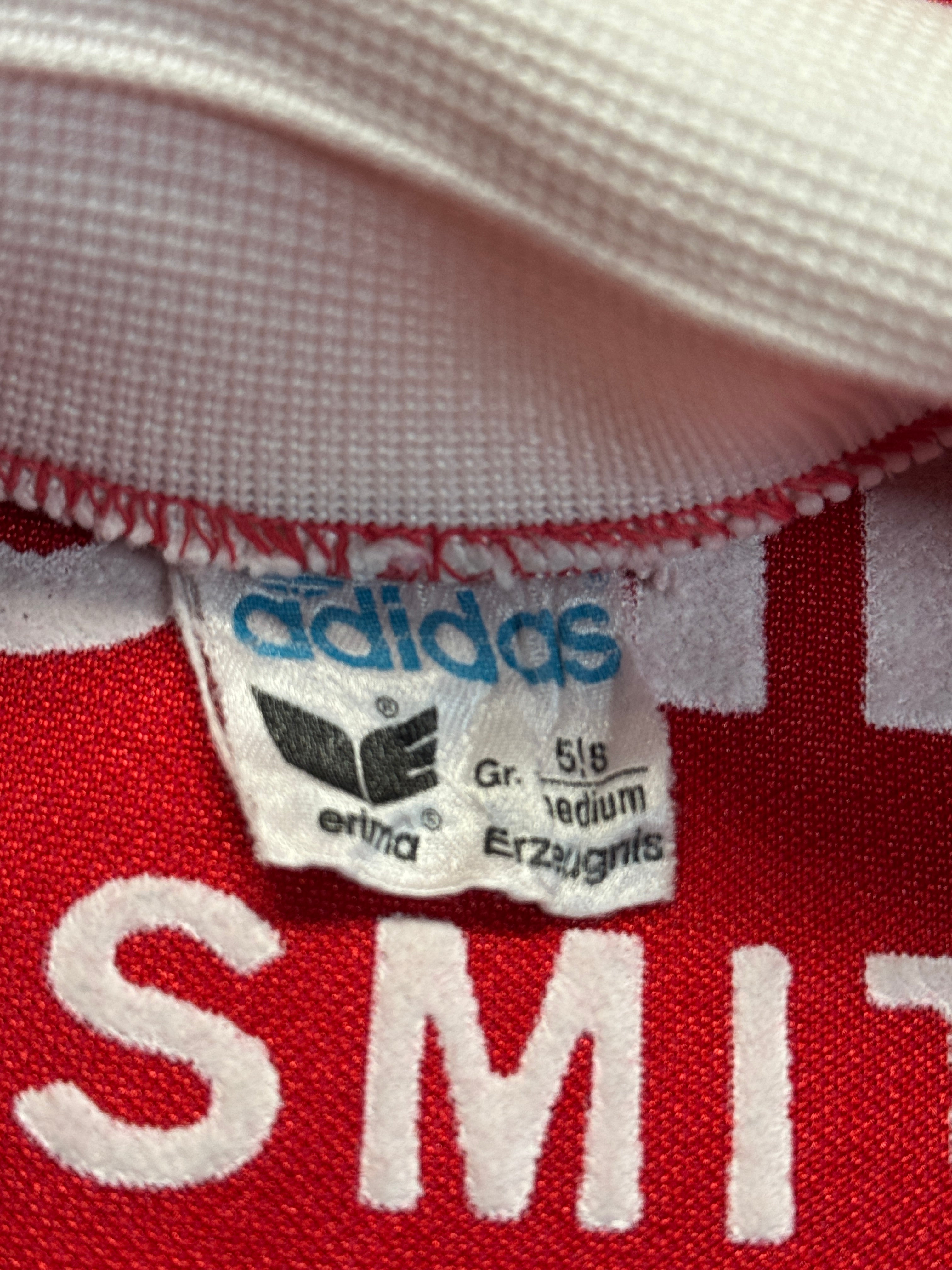 70s Adidas x Erima Langarm Trikot "Schöniger Lebensmittel" Made In West Germany Rot M