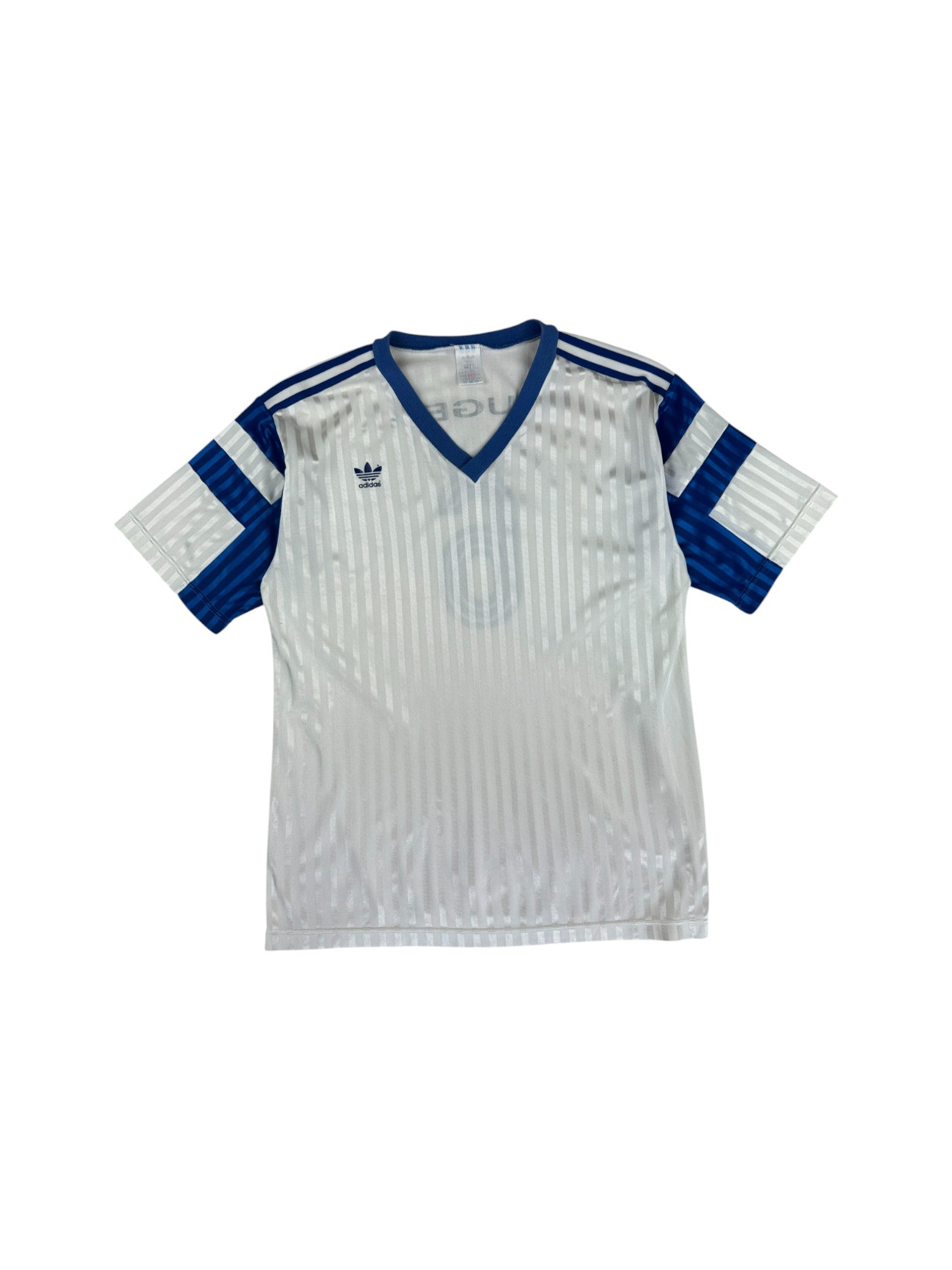 Vintage Adidas Trikot 80s #6 Peugot Made In France Glänzend Weiß L-XL