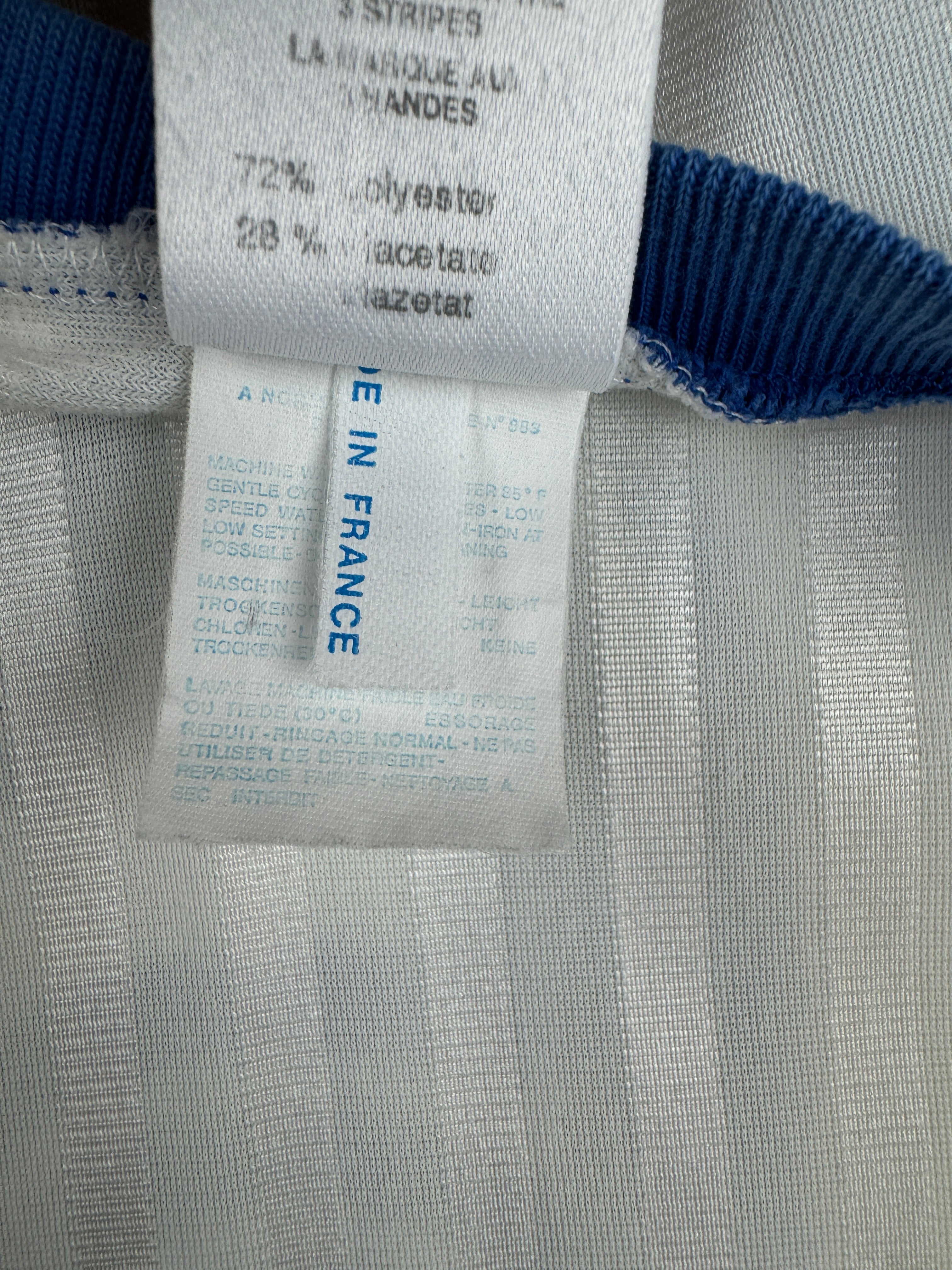 Vintage Adidas Trikot 80s #6 Peugot Made In France Glänzend Weiß L-XL