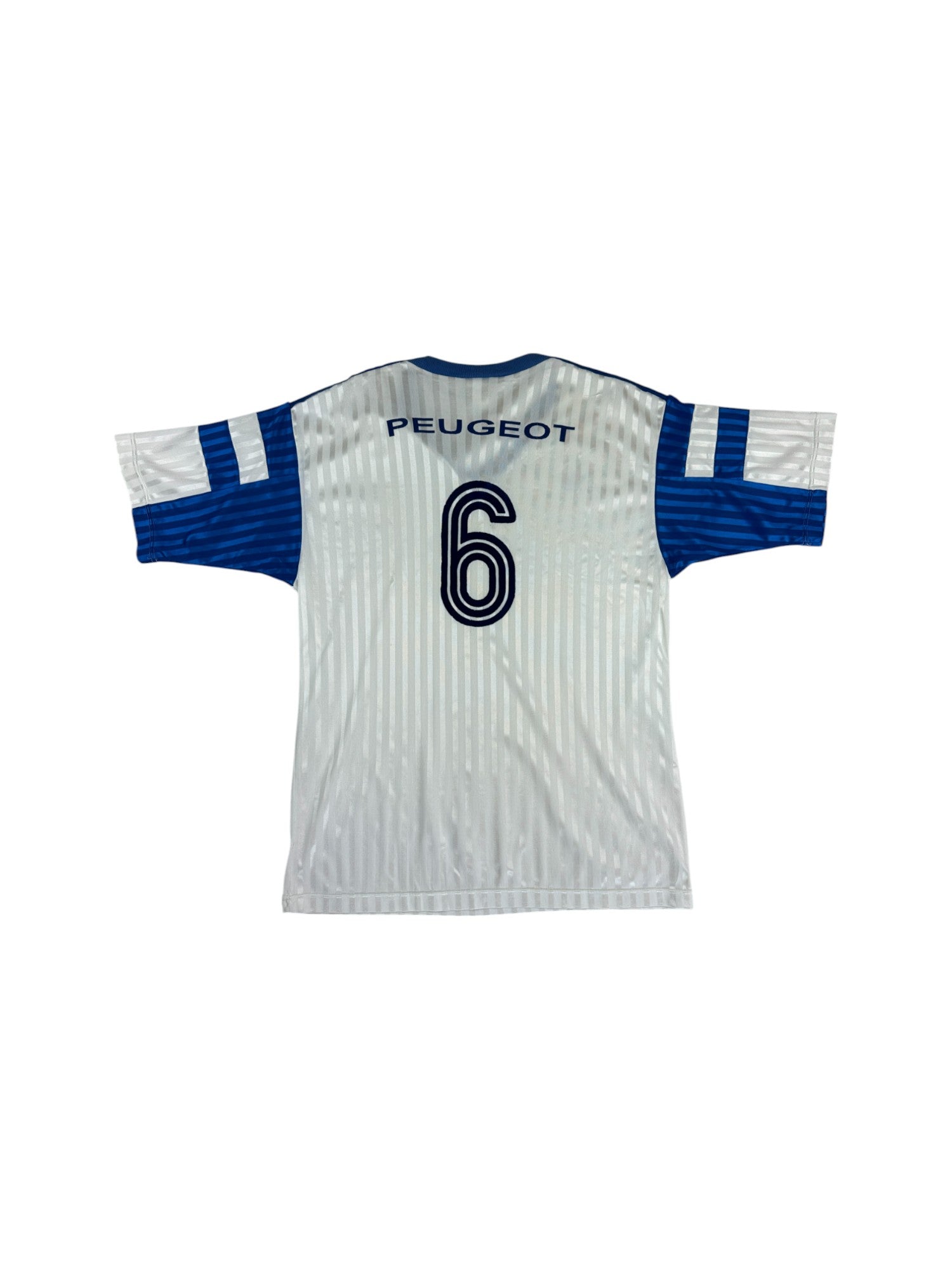 Vintage Adidas Trikot 80s #6 Peugot Made In France Glänzend Weiß L-XL