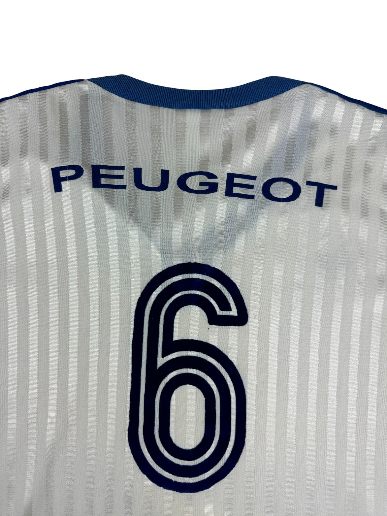 Vintage Adidas Trikot 80s #6 Peugot Made In France Glänzend Weiß L-XL